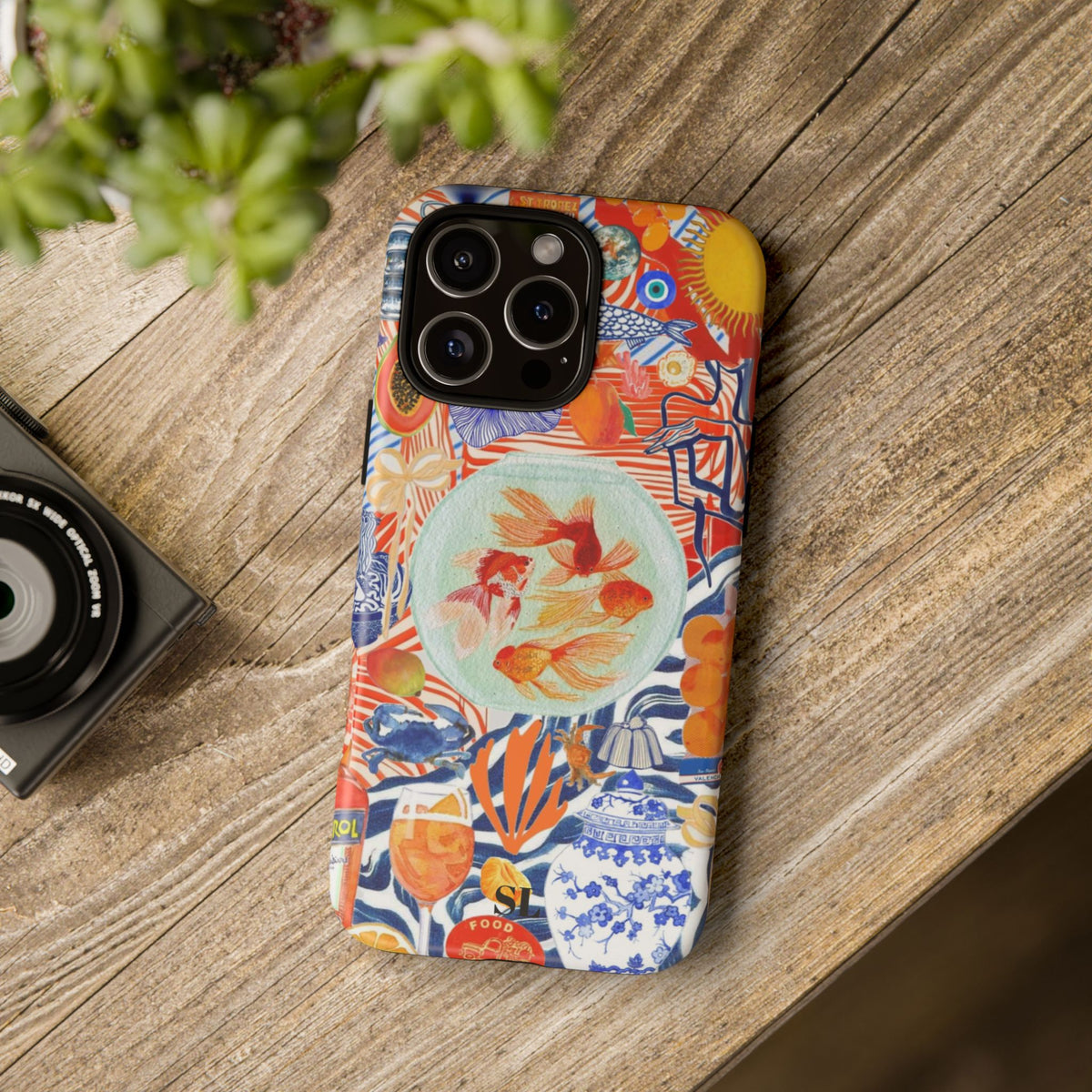 Navy Goldfish Bowl iPhone Case