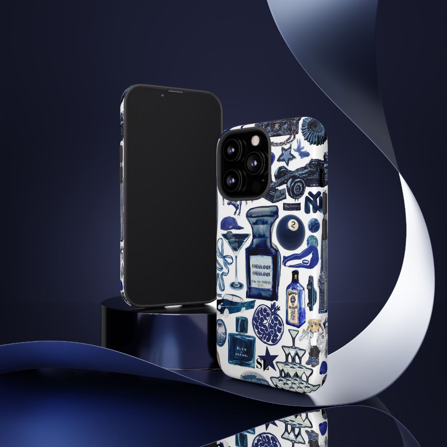 Navy Blue Collage iPhone Case