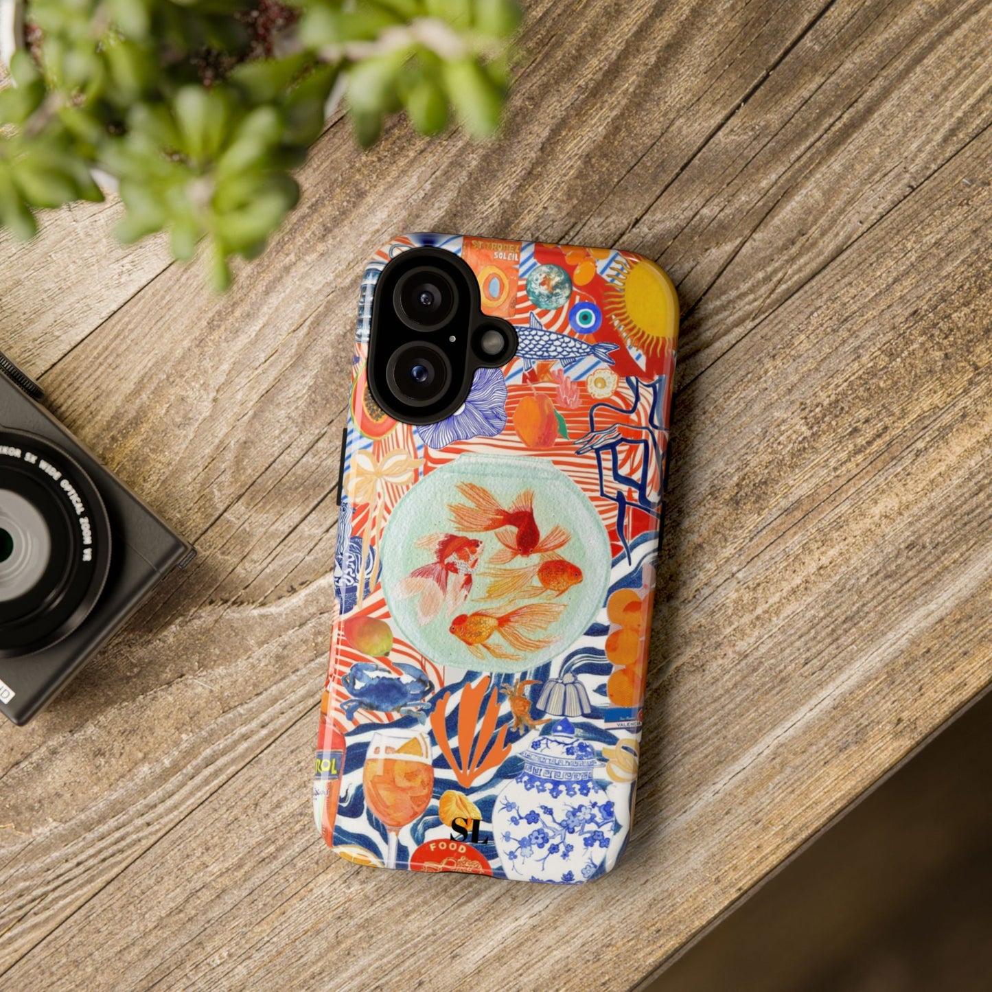 Navy Goldfish Bowl iPhone Case