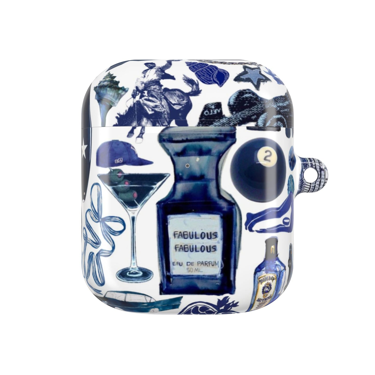 Navy Blue Collage AirPod Case