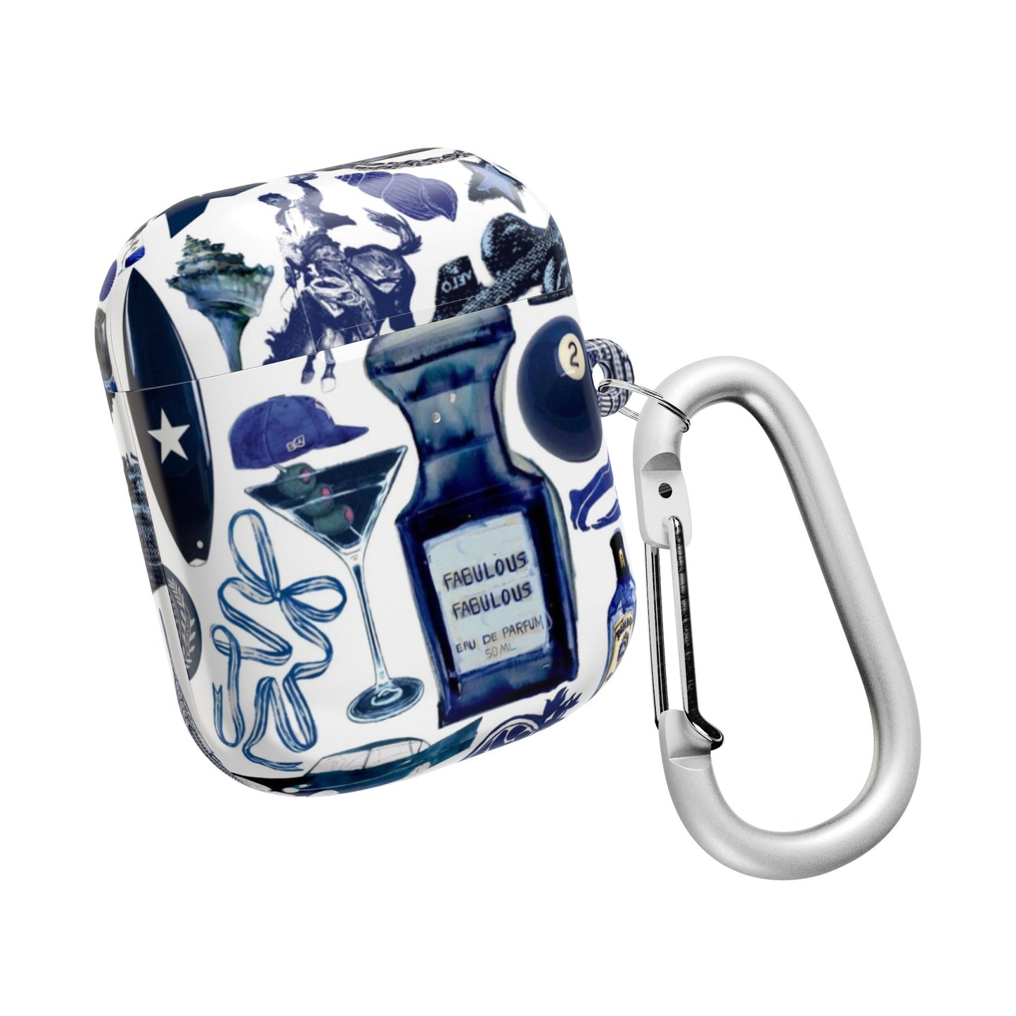 Navy Blue Collage AirPod Case