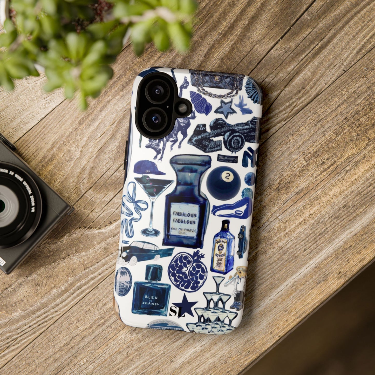 Navy Blue Collage iPhone Case