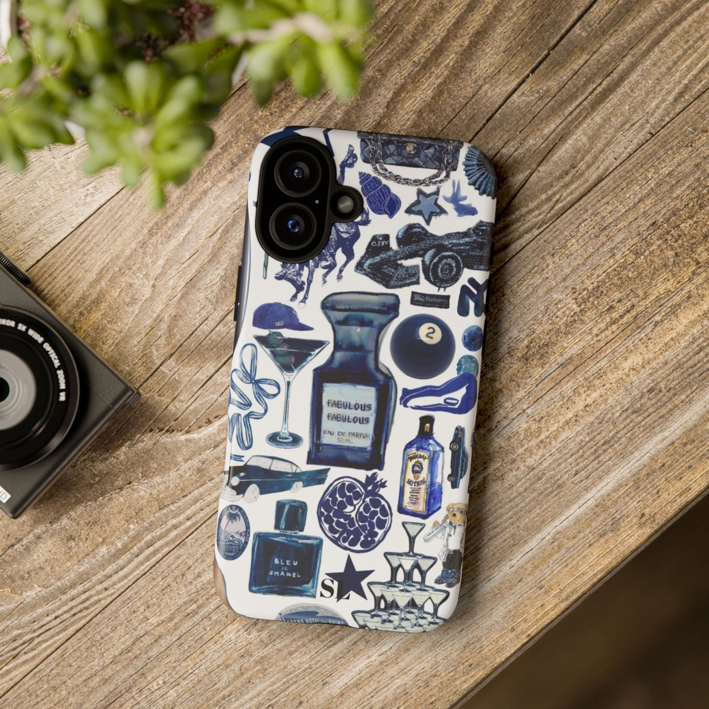 Navy Blue Collage iPhone Case