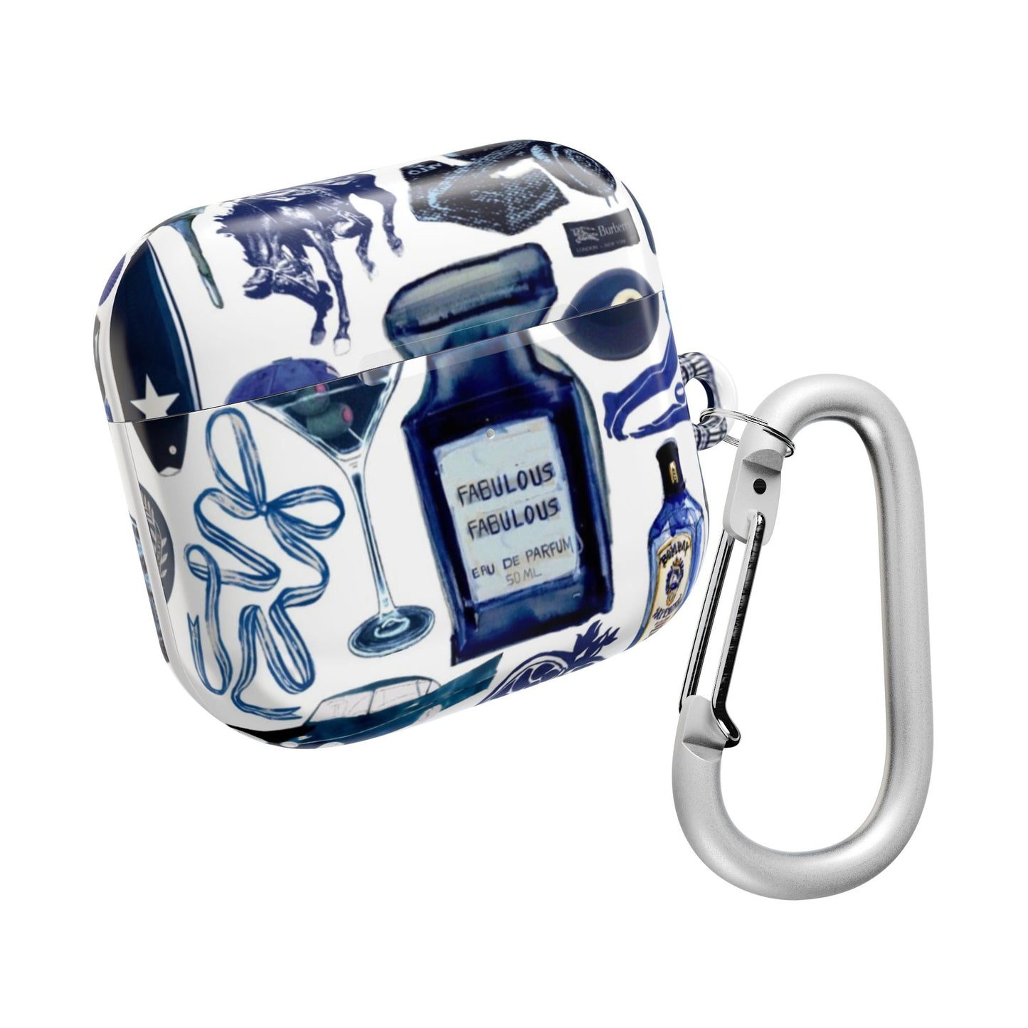 Navy Blue Collage AirPod Case