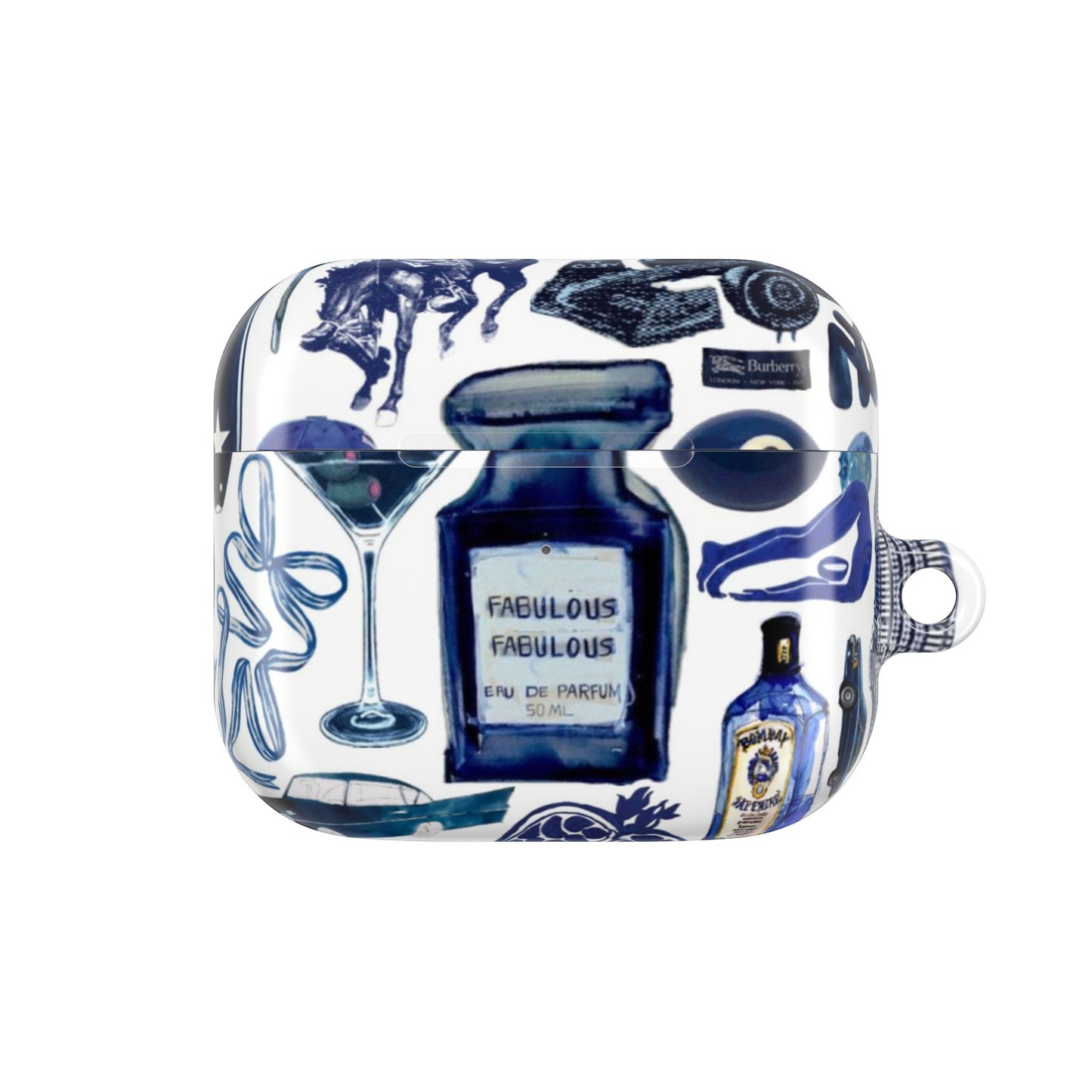 Navy Blue Collage AirPod Case