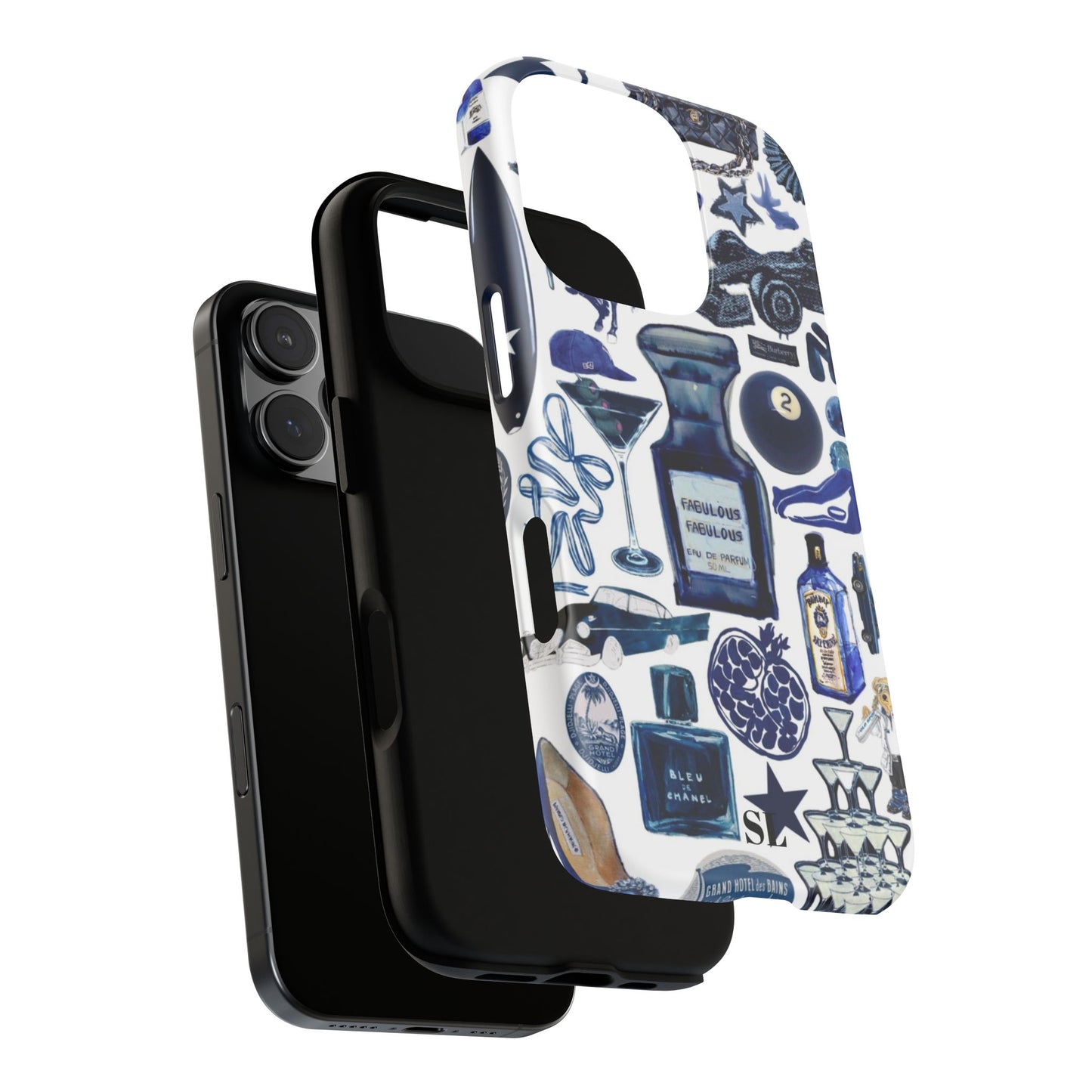 Navy Blue Collage iPhone Case