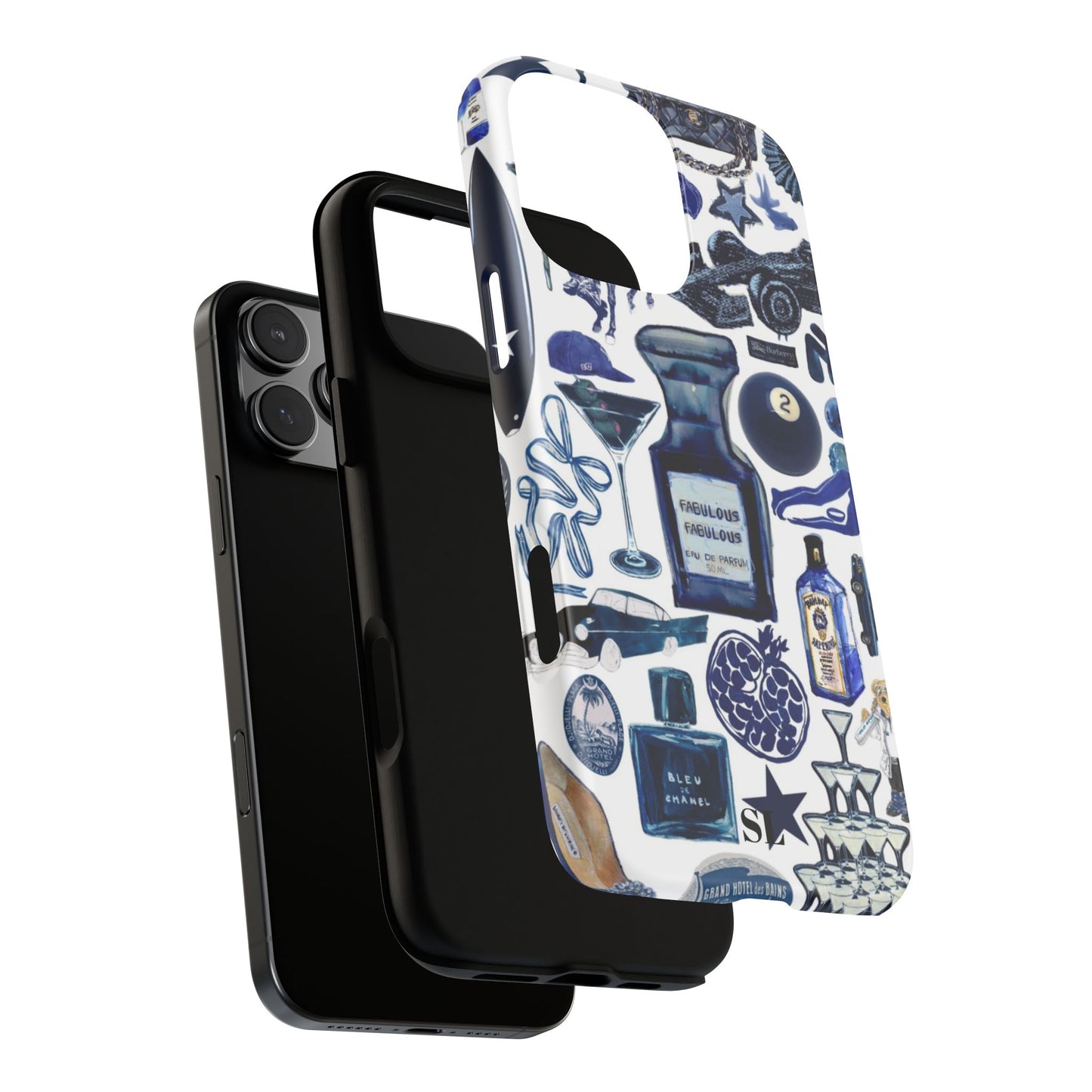Navy Blue Collage iPhone Case