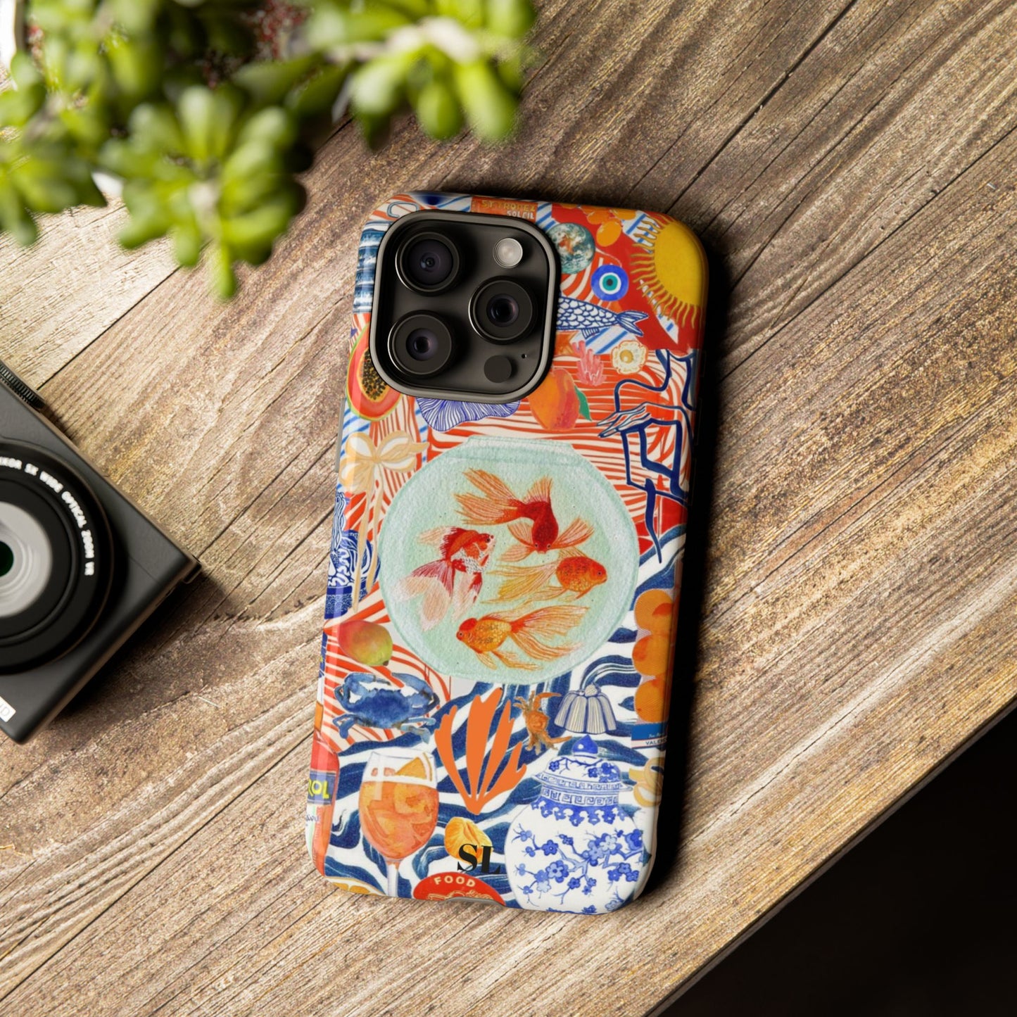 Navy Goldfish Bowl iPhone Case