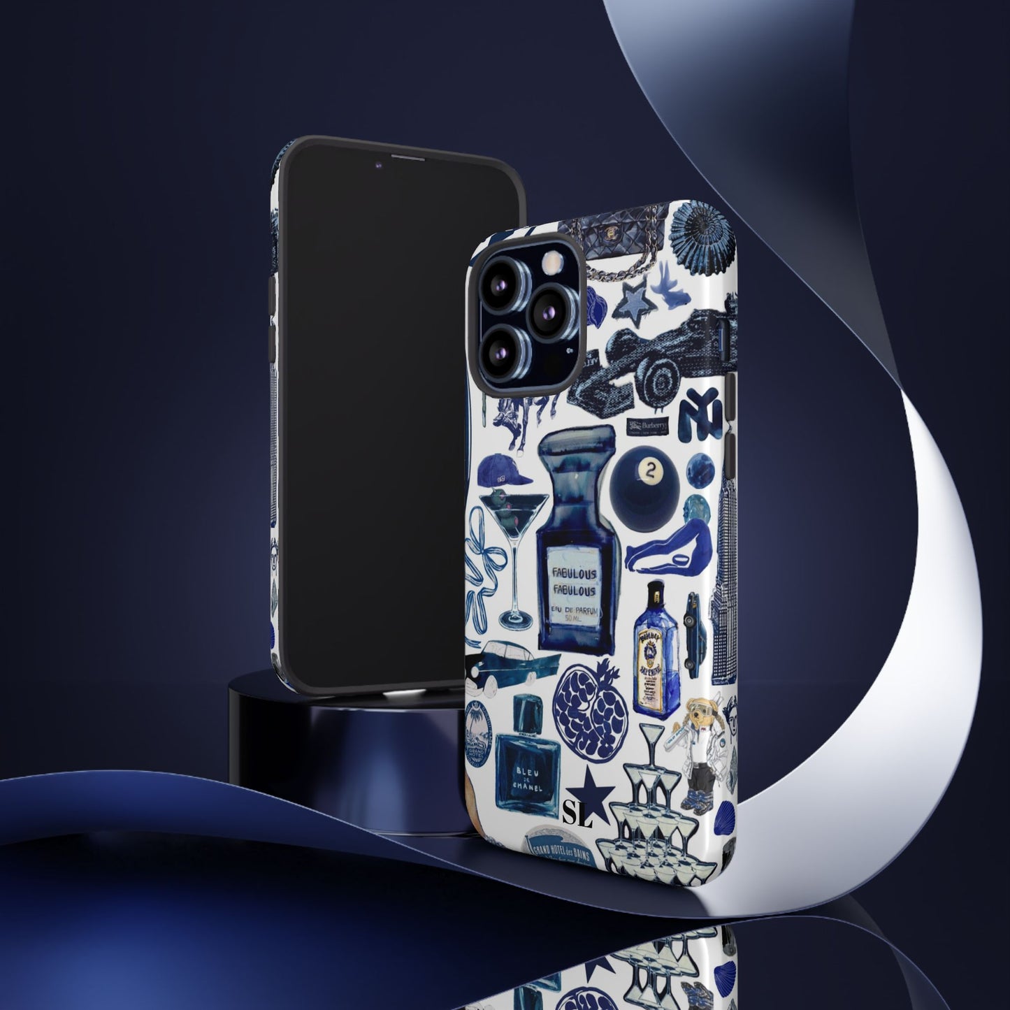 Navy Blue Collage iPhone Case