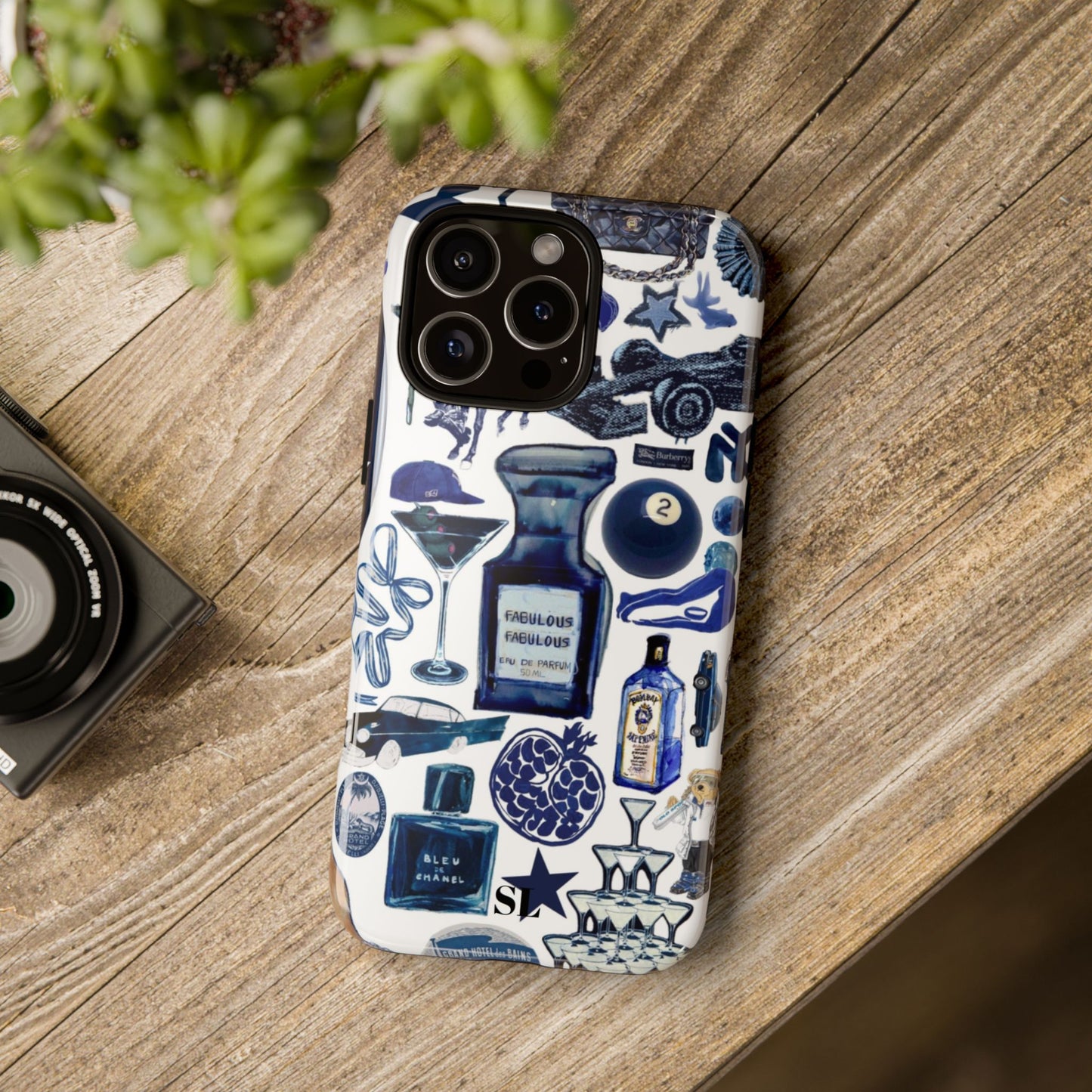 Navy Blue Collage iPhone Case