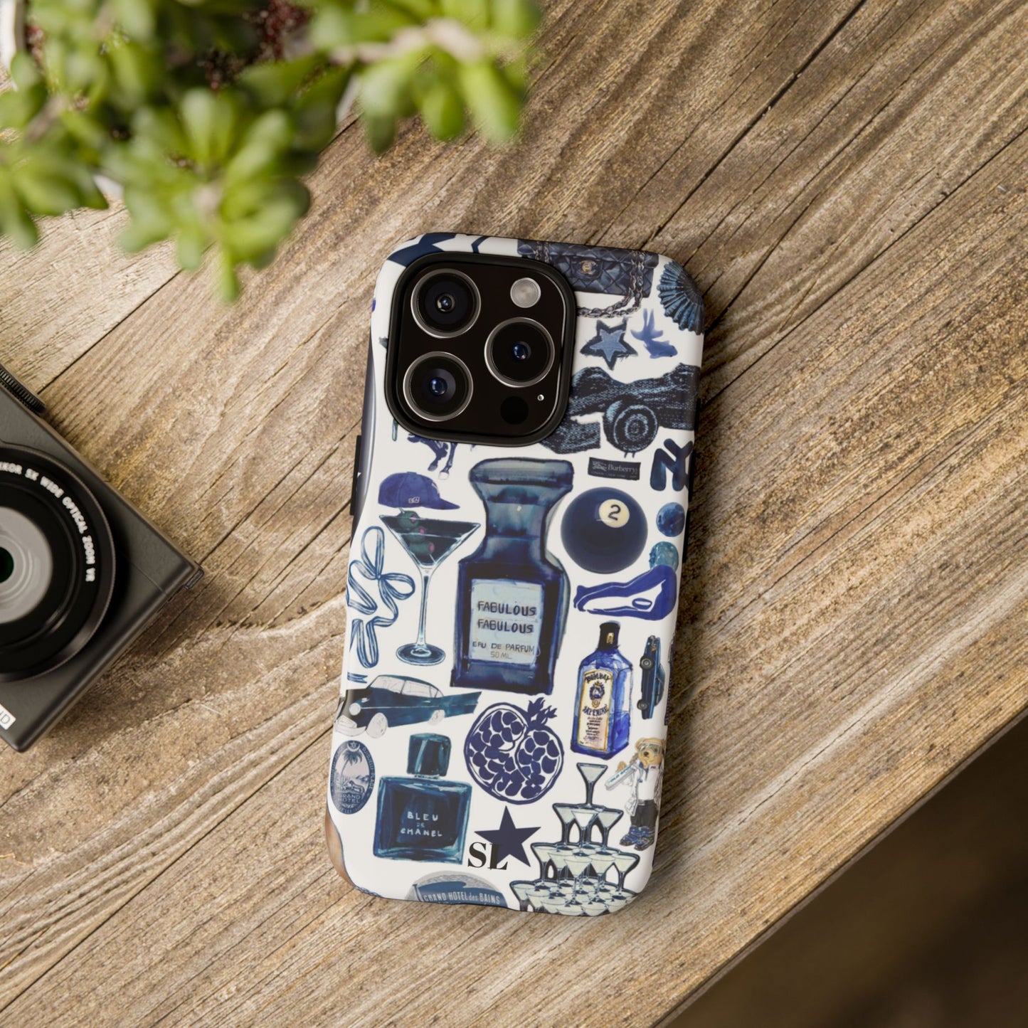 Navy Blue Collage iPhone Case