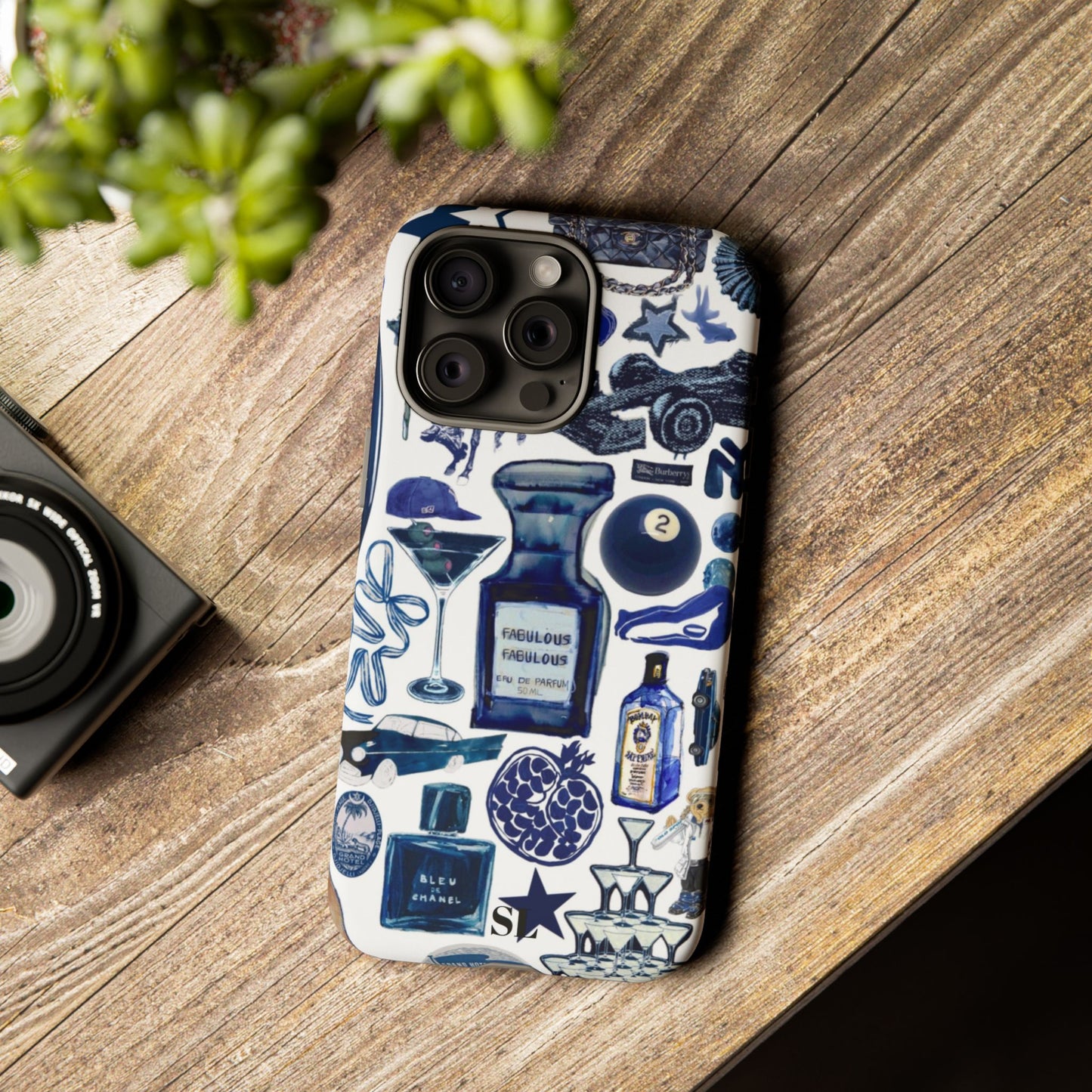 Navy Blue Collage iPhone Case