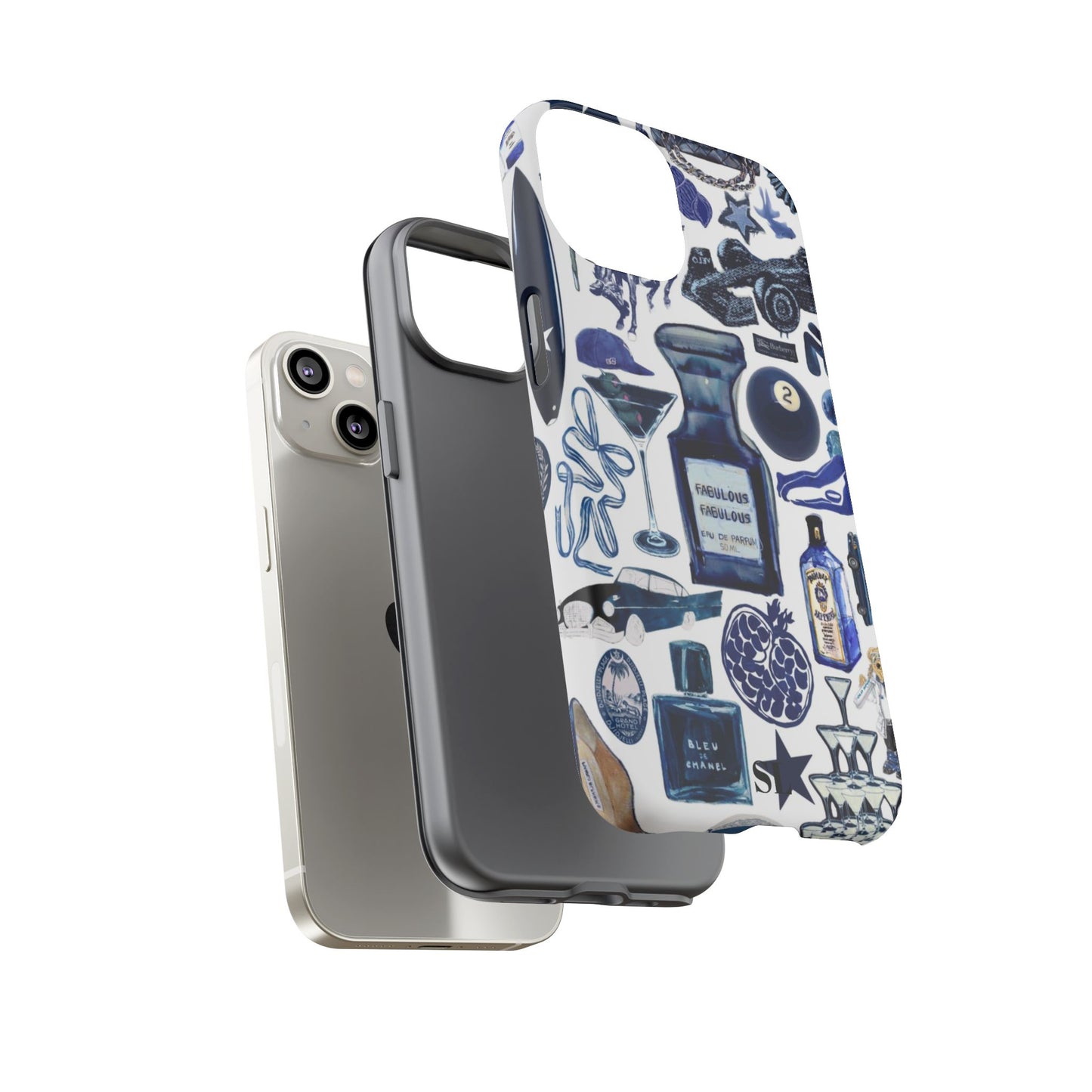 Navy Blue Collage iPhone Case