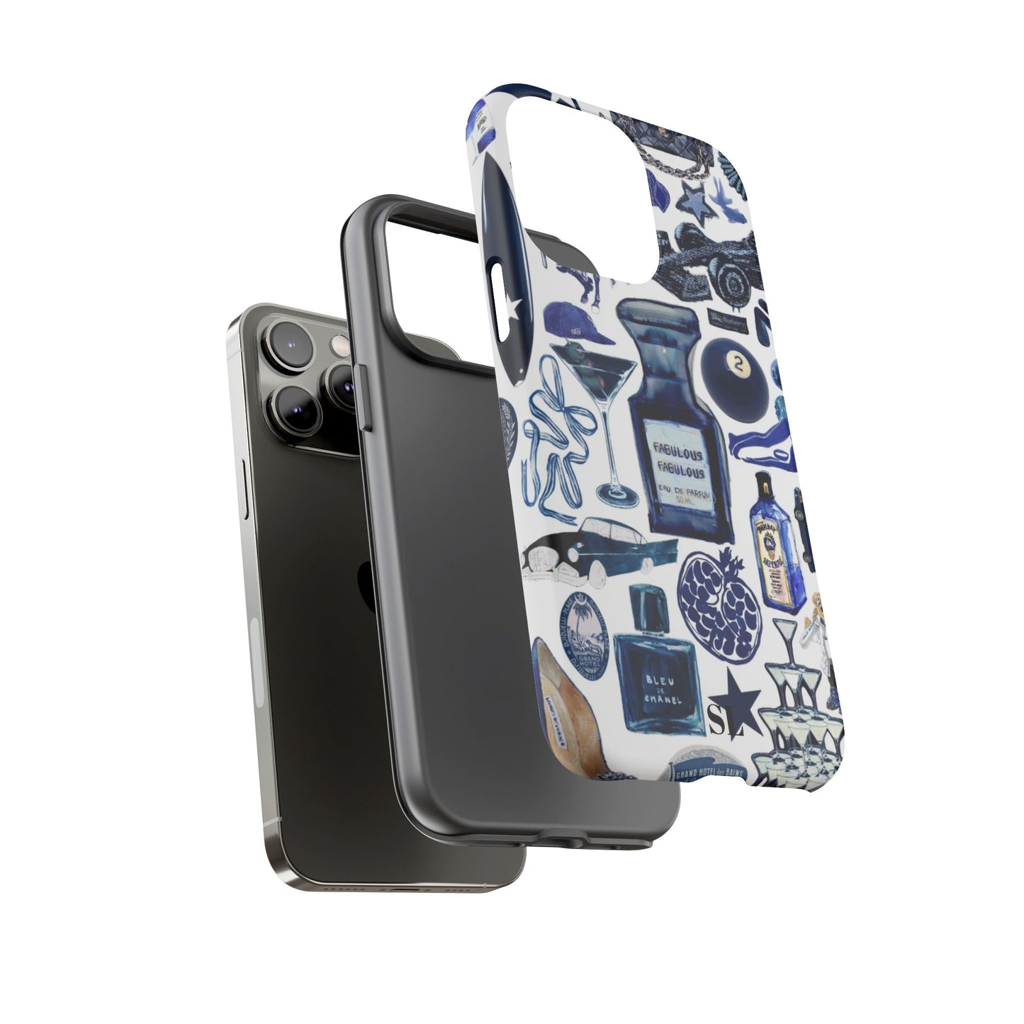 Navy Blue Collage iPhone Case