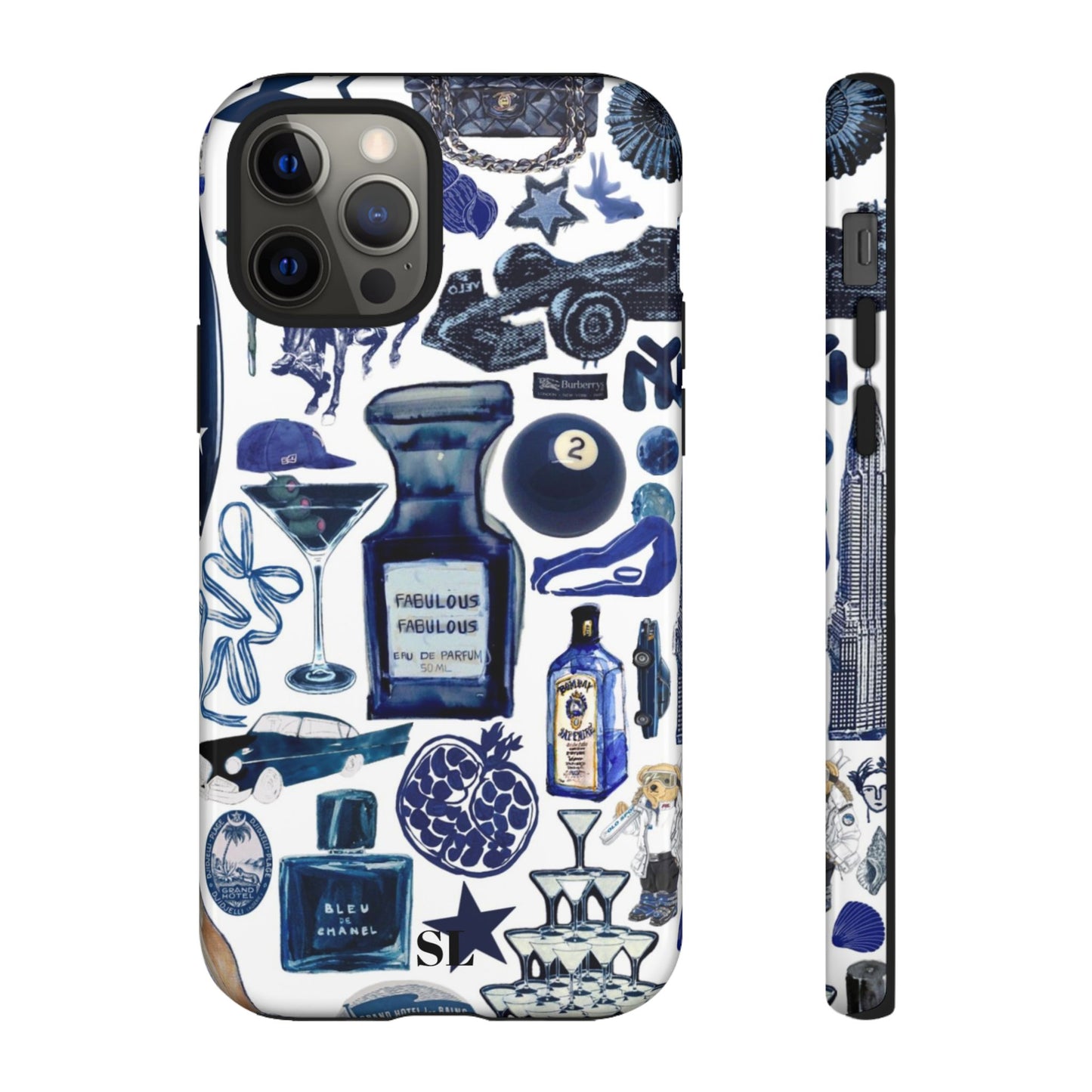 Navy Blue Collage iPhone Case