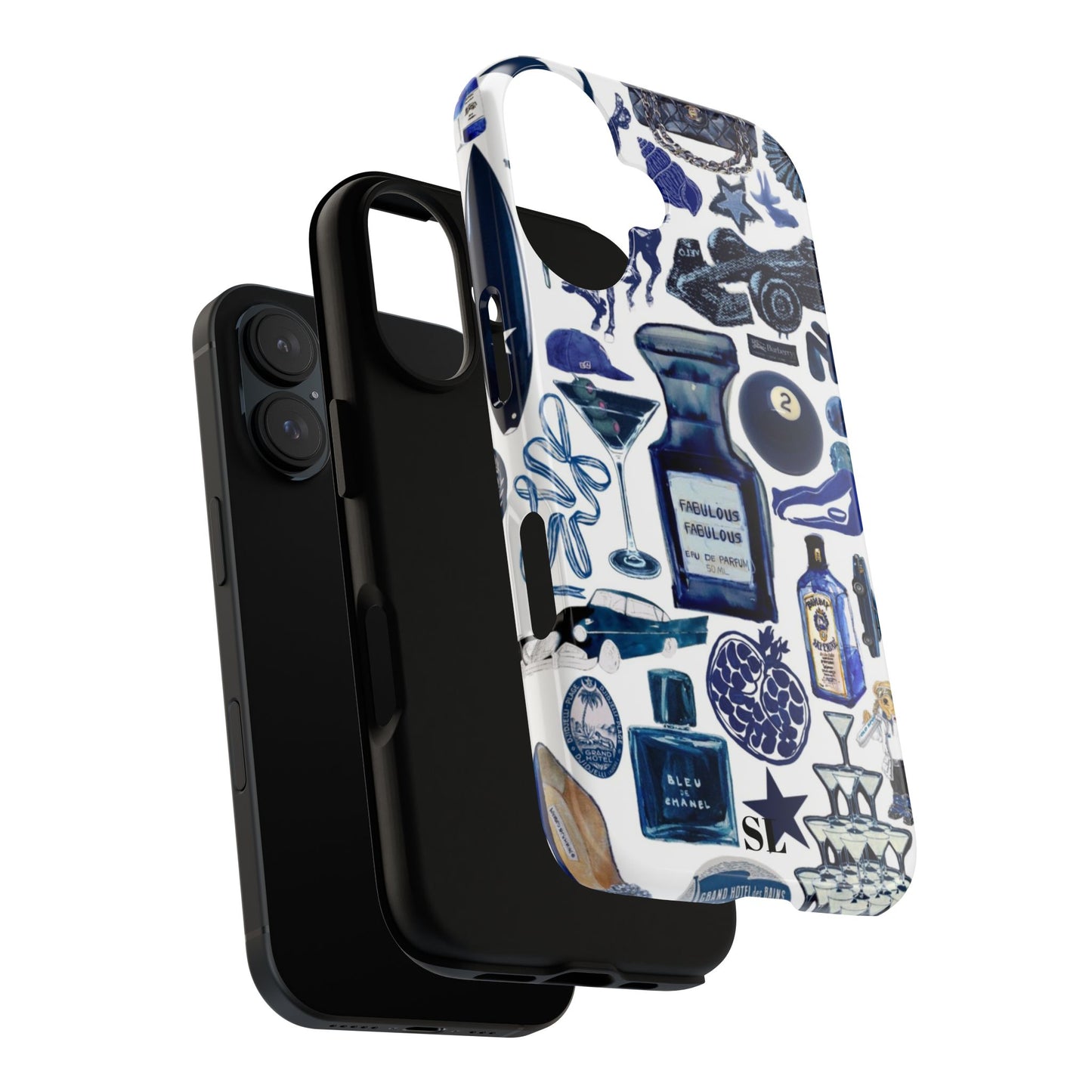Navy Blue Collage iPhone Case