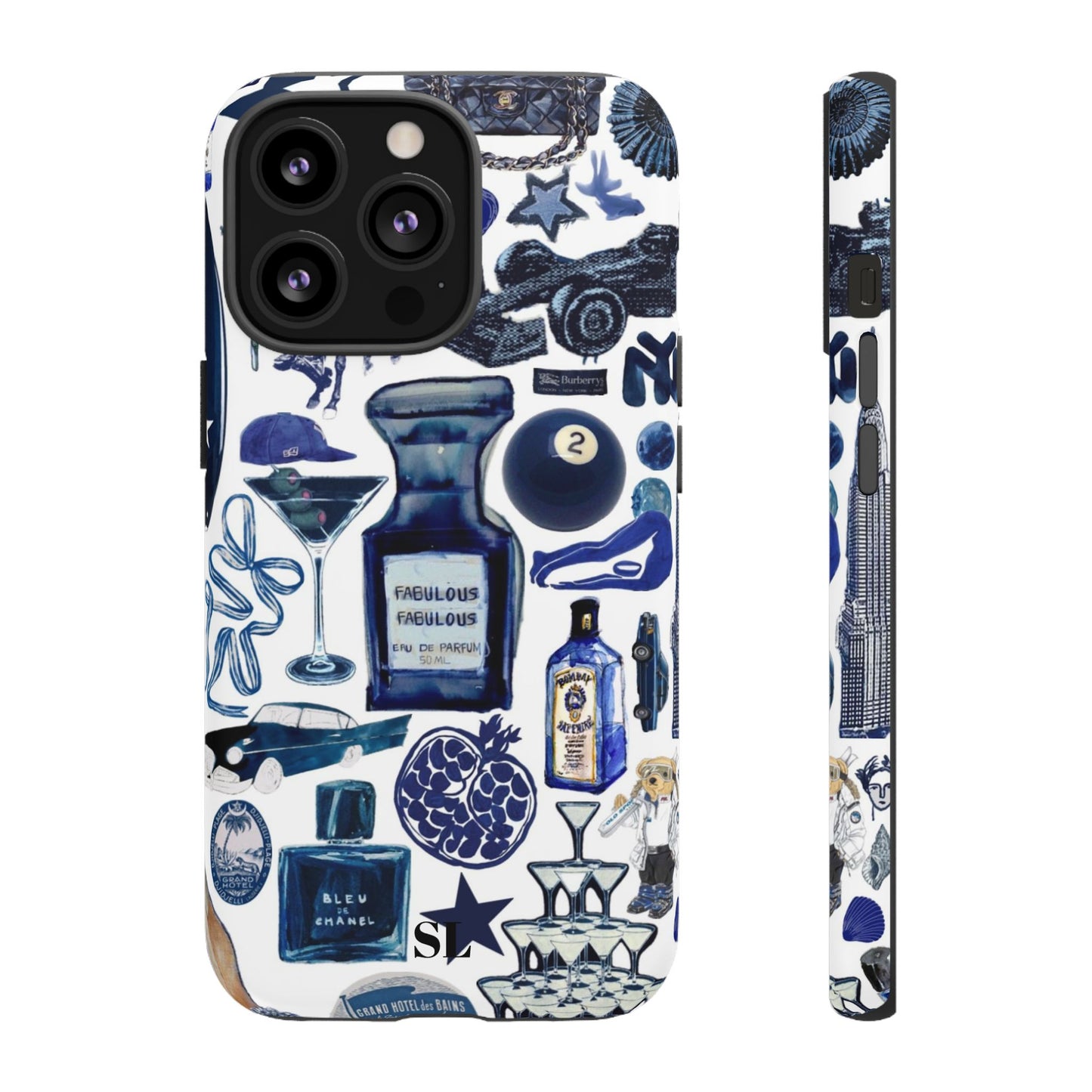Navy Blue Collage iPhone Case