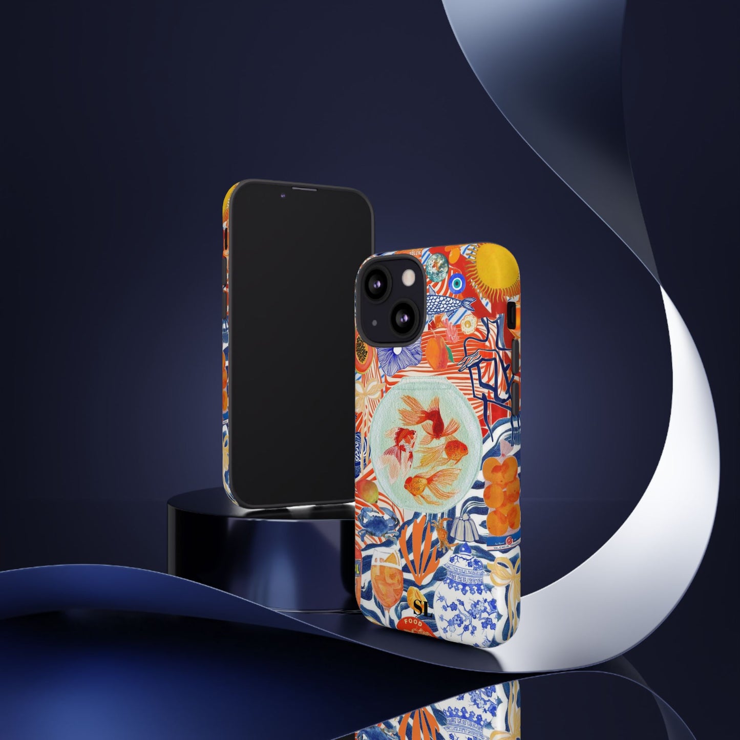 Navy Goldfish Bowl iPhone Case