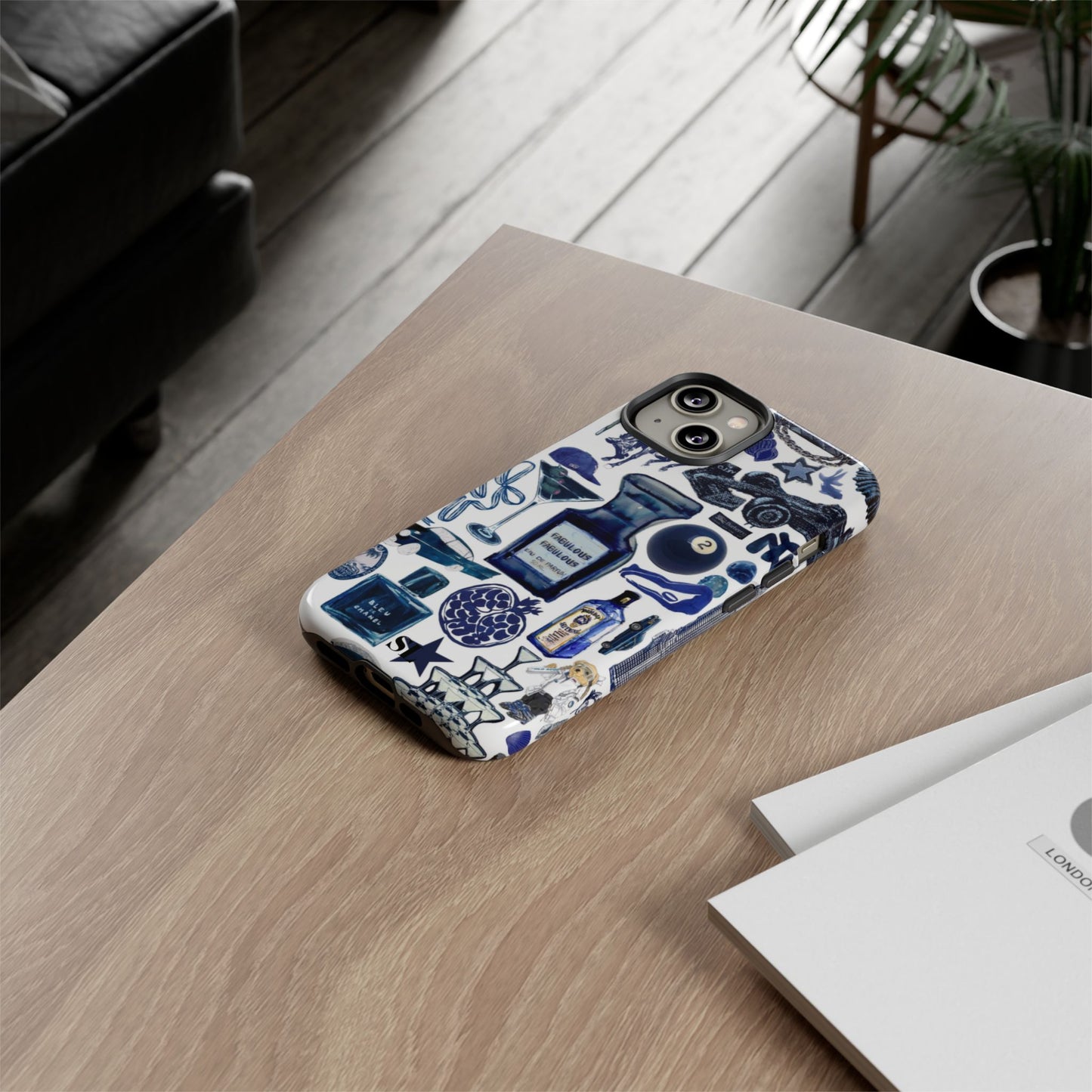 Navy Blue Collage iPhone Case