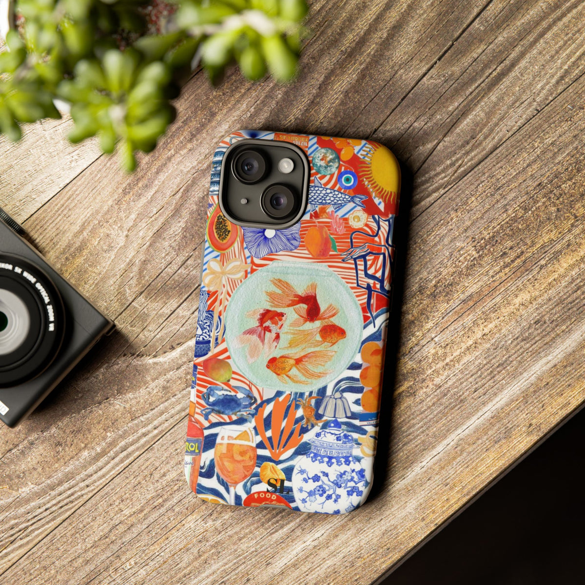 Navy Goldfish Bowl iPhone Case
