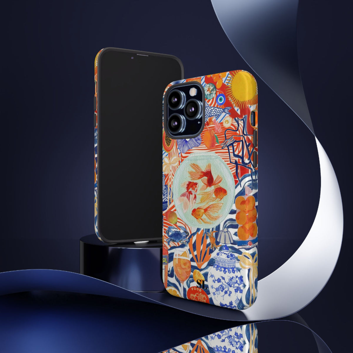 Navy Goldfish Bowl iPhone Case