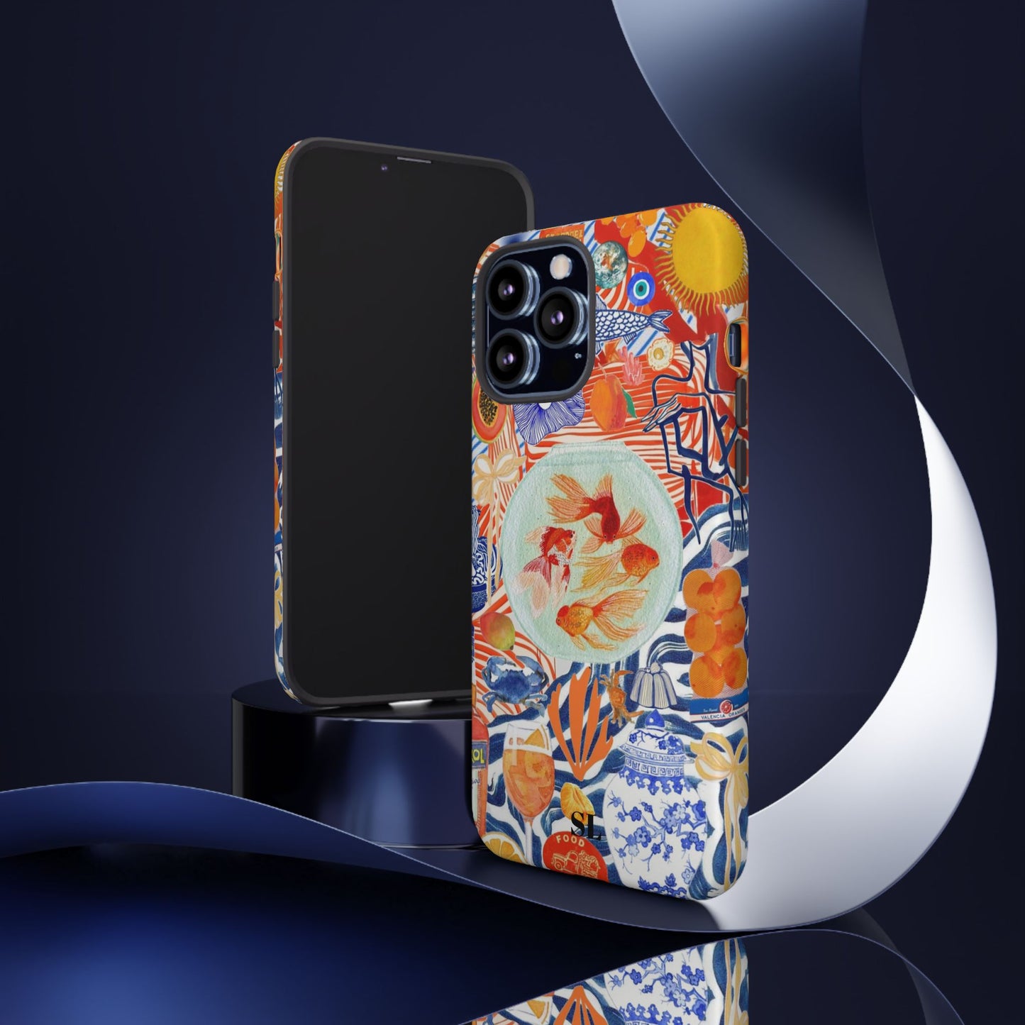 Navy Goldfish Bowl iPhone Case