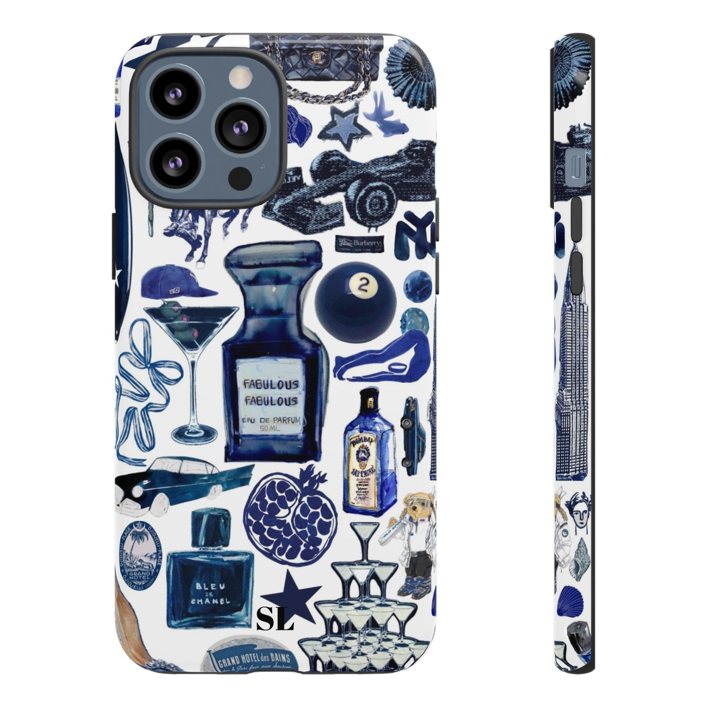 Navy Blue Collage iPhone Case