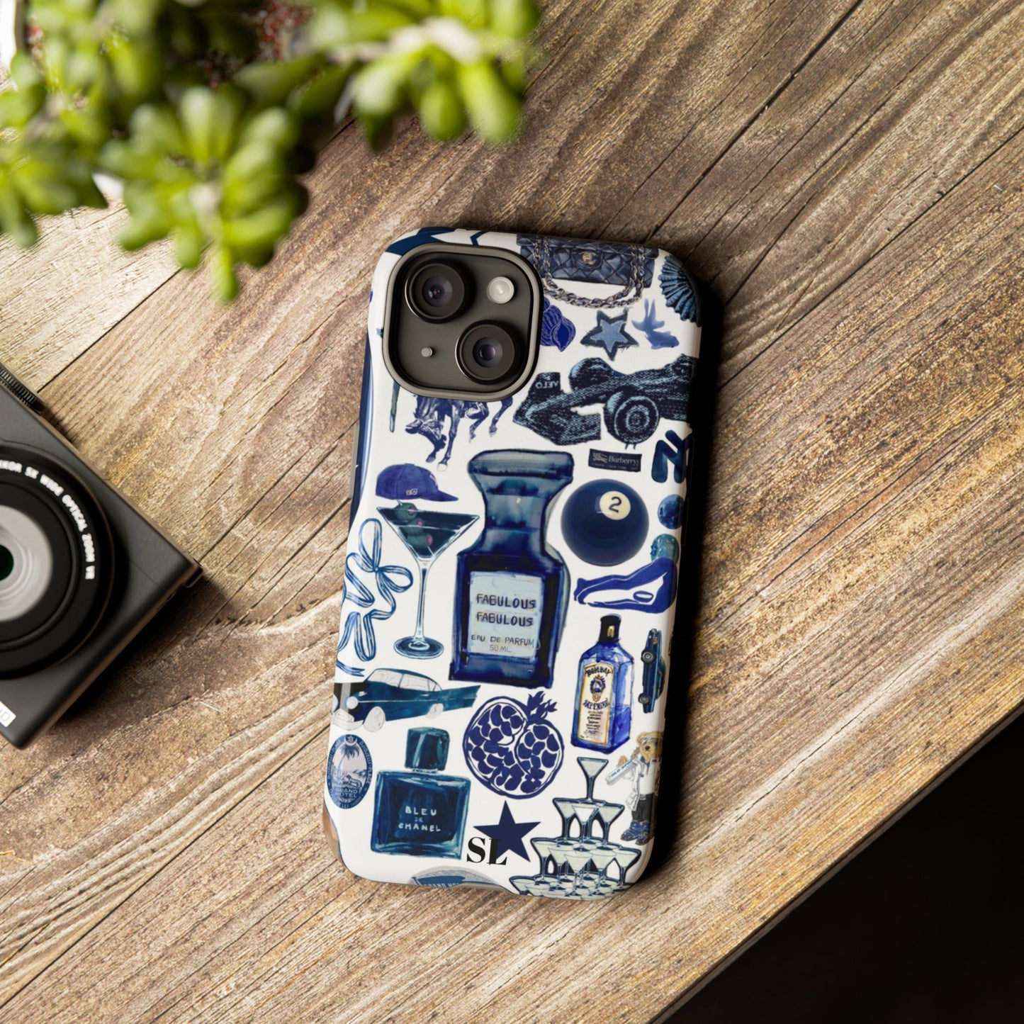 Navy Blue Collage iPhone Case