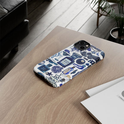 Navy Blue Collage iPhone Case