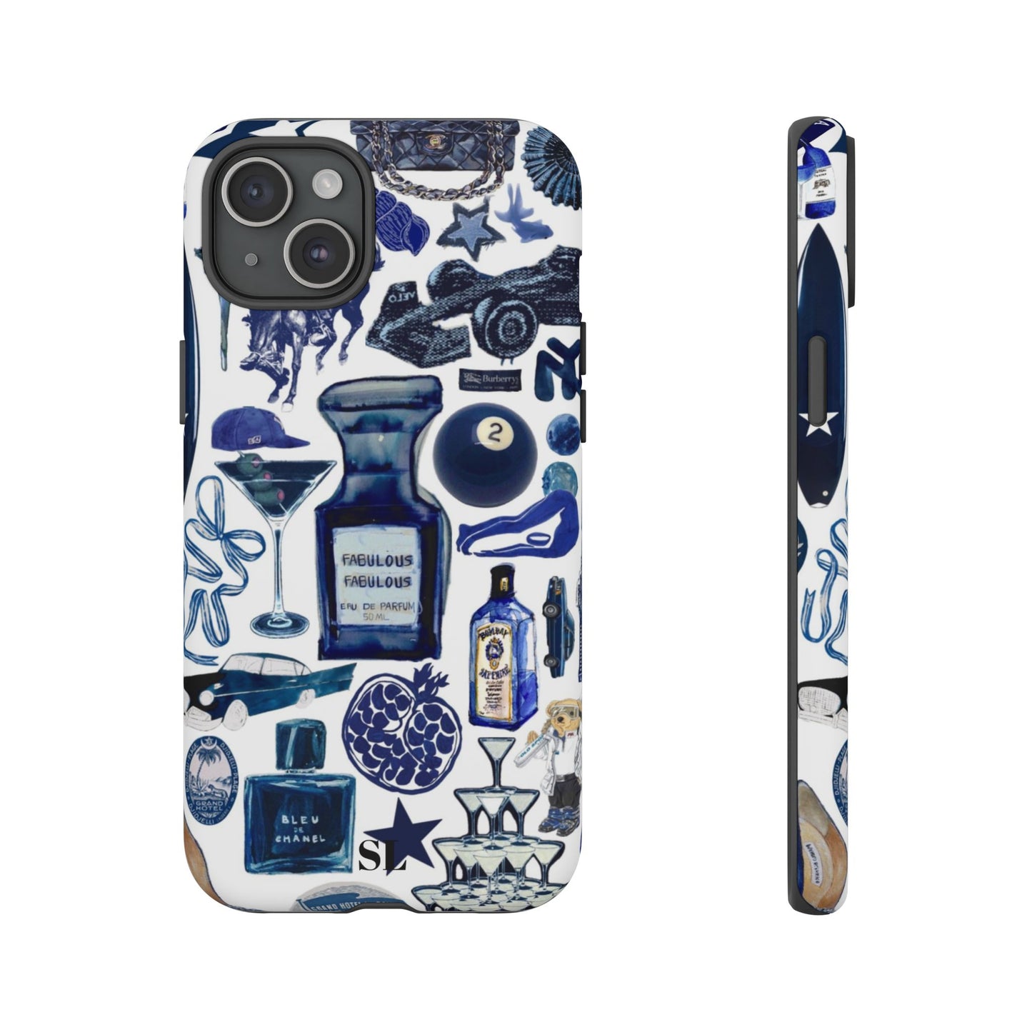 Navy Blue Collage iPhone Case