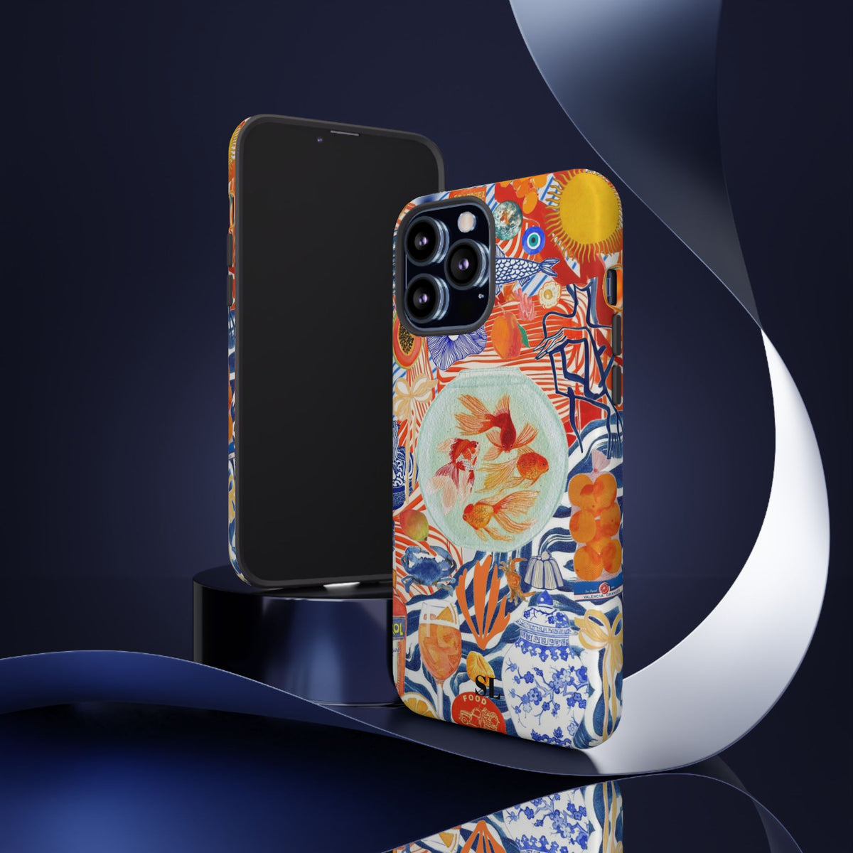 Navy Goldfish Bowl iPhone Case