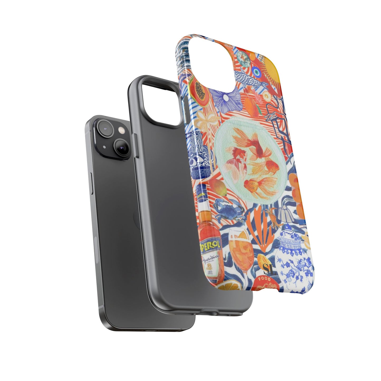 Navy Goldfish Bowl iPhone Case