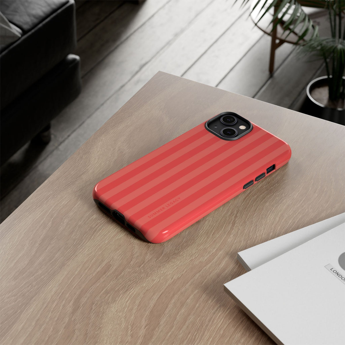 Coral Stripe iPhone Case