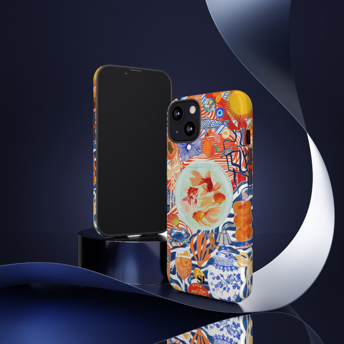 Navy Goldfish Bowl iPhone Case