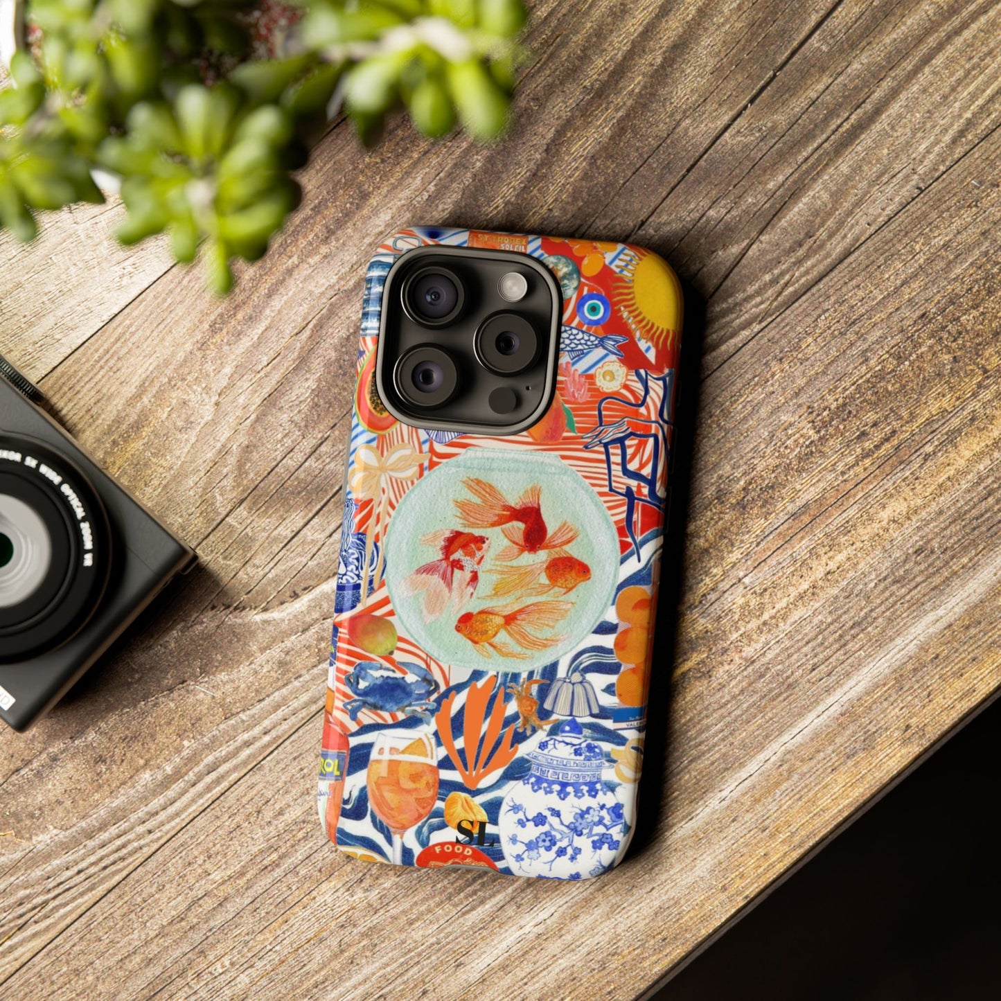 Navy Goldfish Bowl iPhone Case
