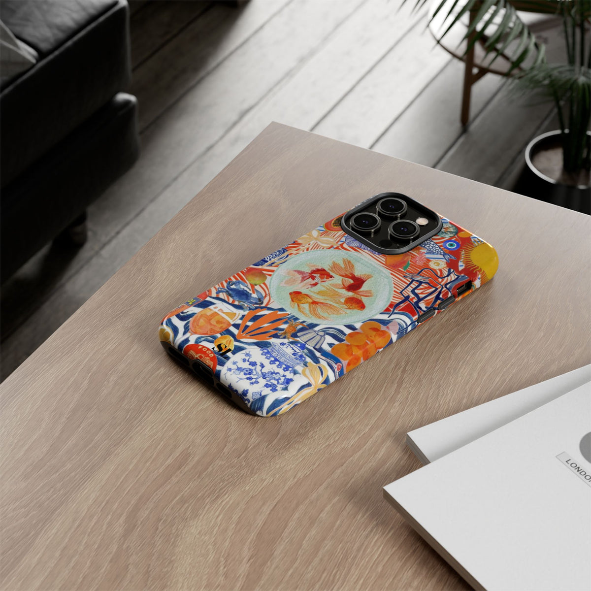 Navy Goldfish Bowl iPhone Case