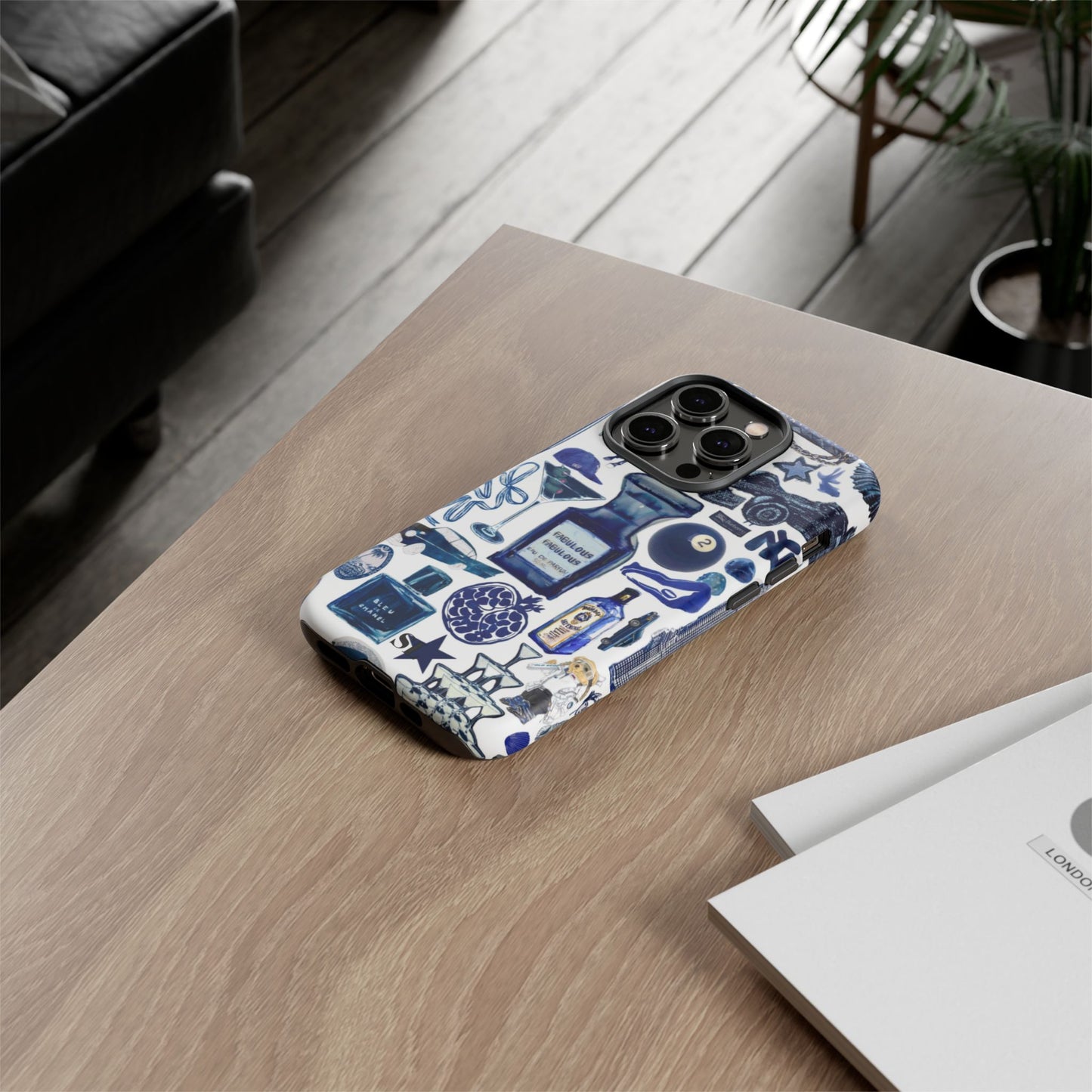 Navy Blue Collage iPhone Case