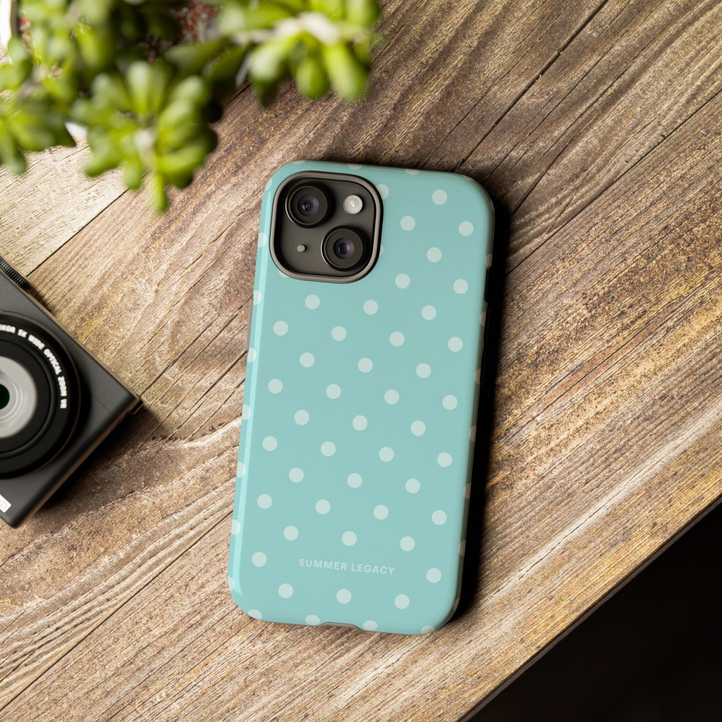 Teal Polka Dot iPhone Case