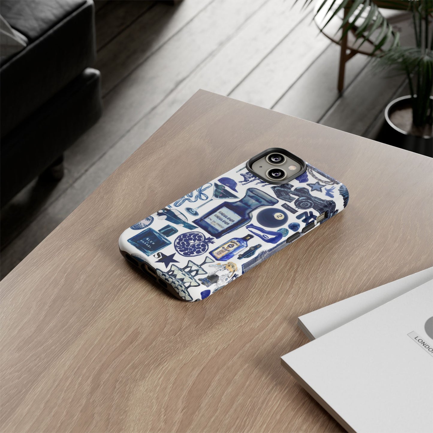 Navy Blue Collage iPhone Case