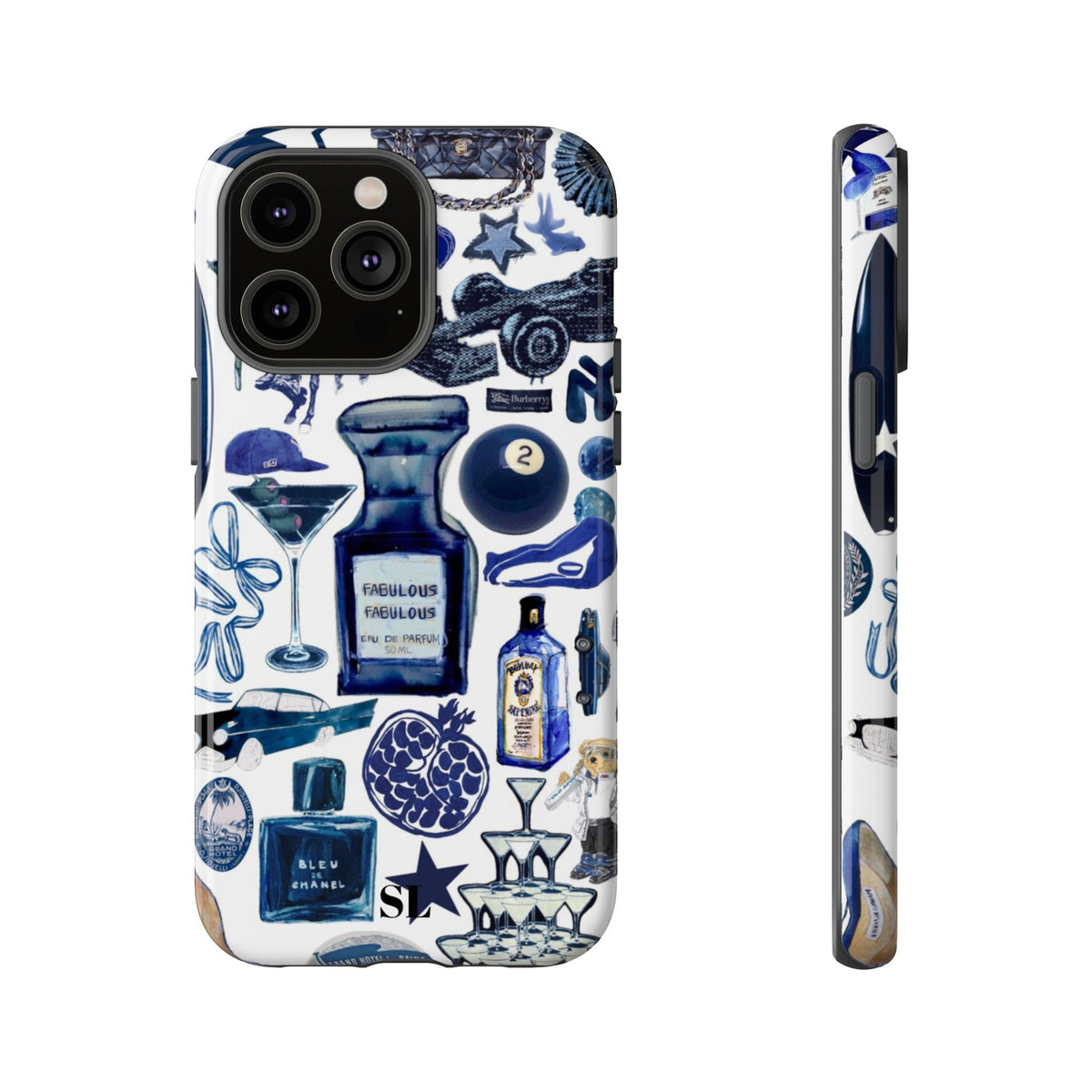 Navy Blue Collage iPhone Case