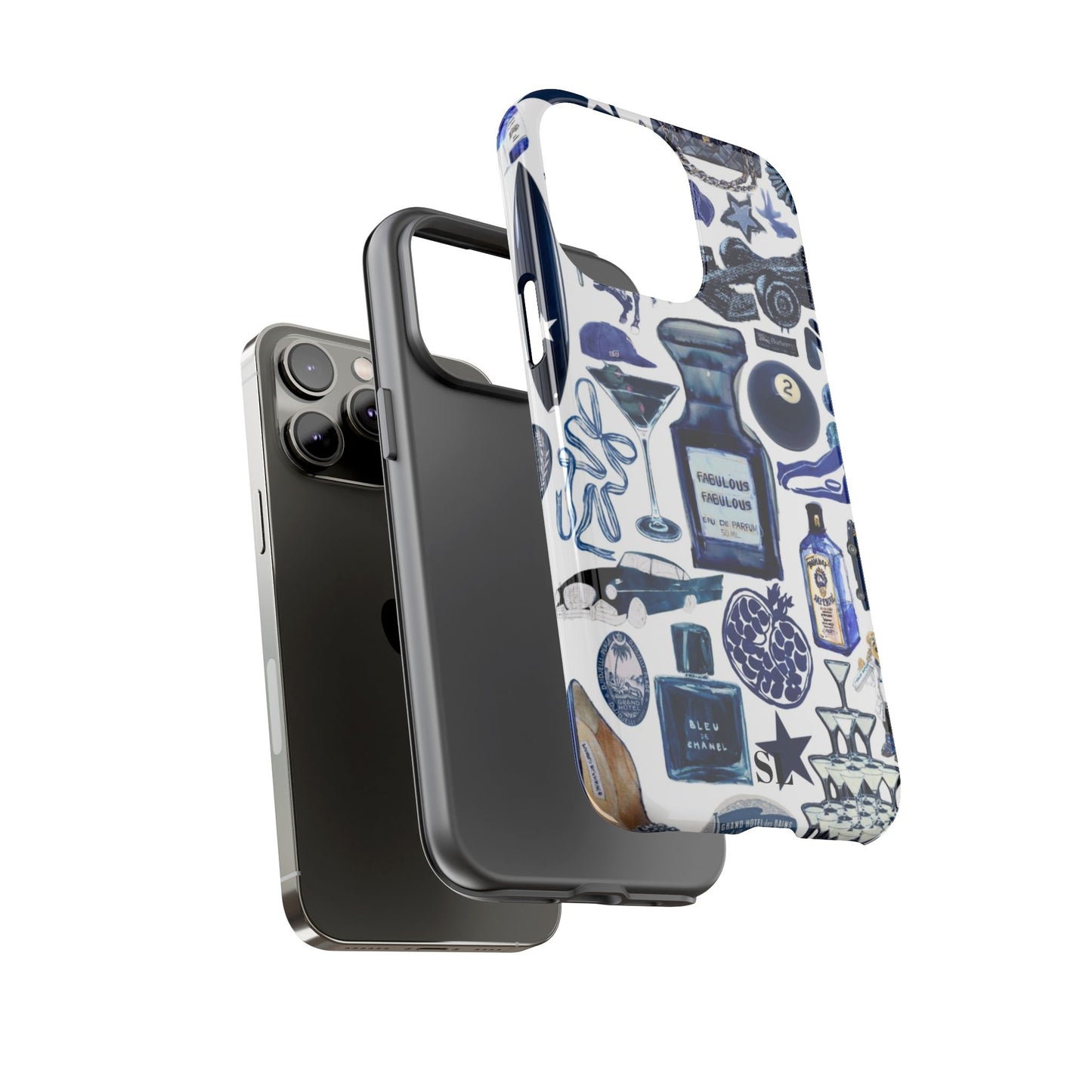 Navy Blue Collage iPhone Case