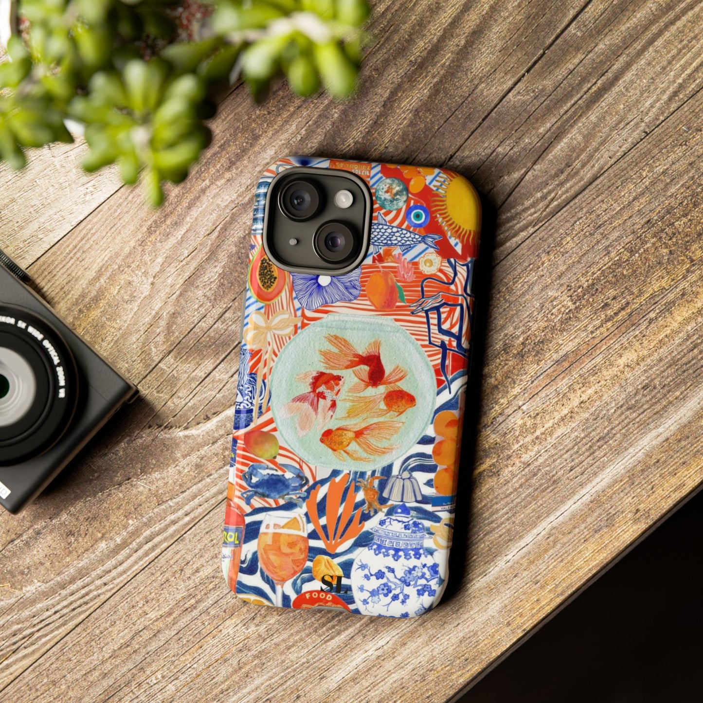 Navy Goldfish Bowl iPhone Case