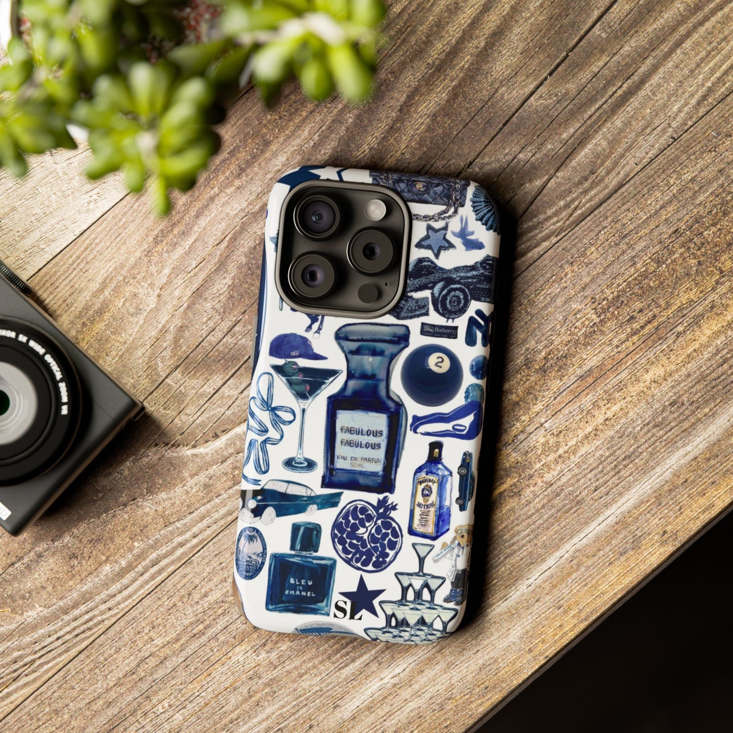 Navy Blue Collage iPhone Case