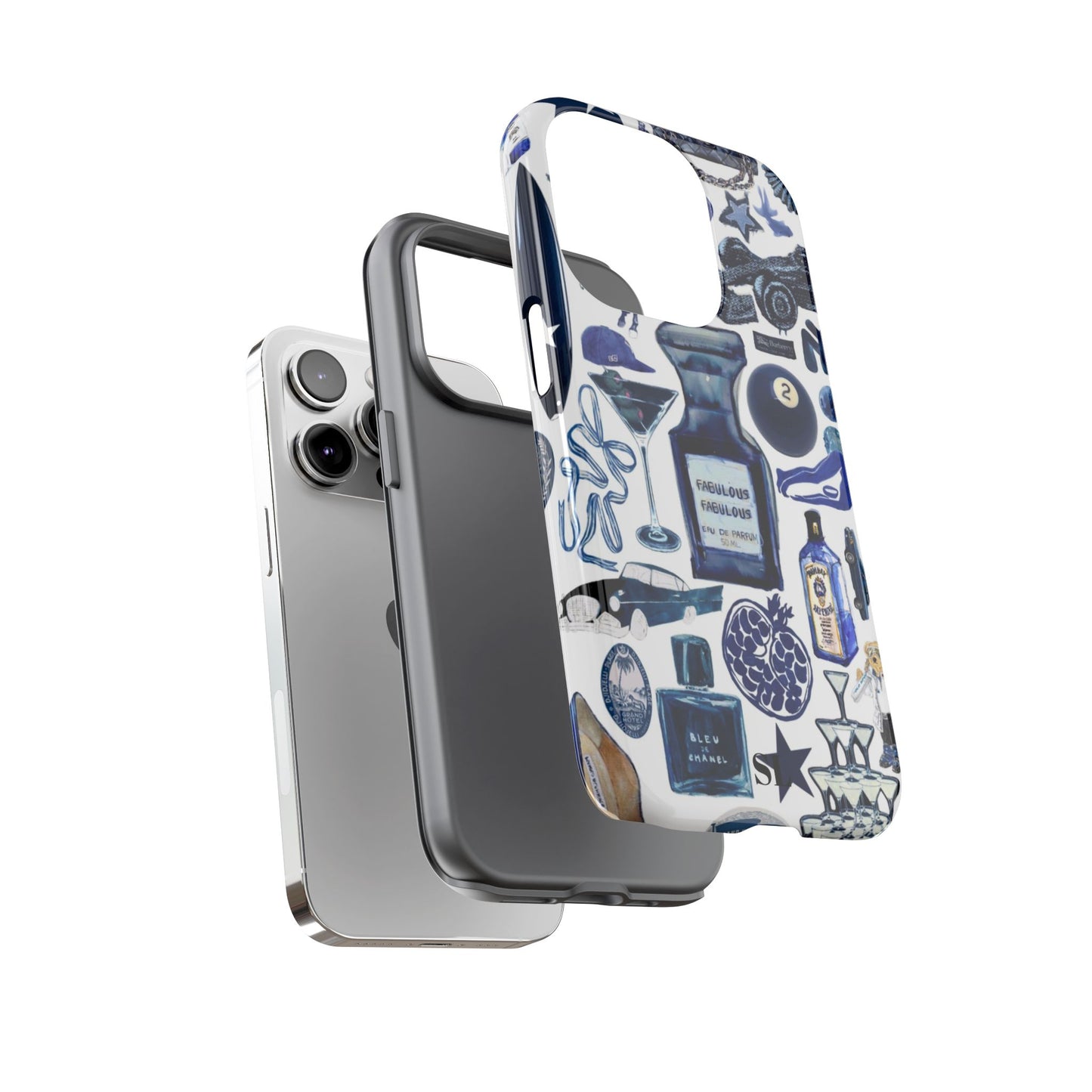 Navy Blue Collage iPhone Case