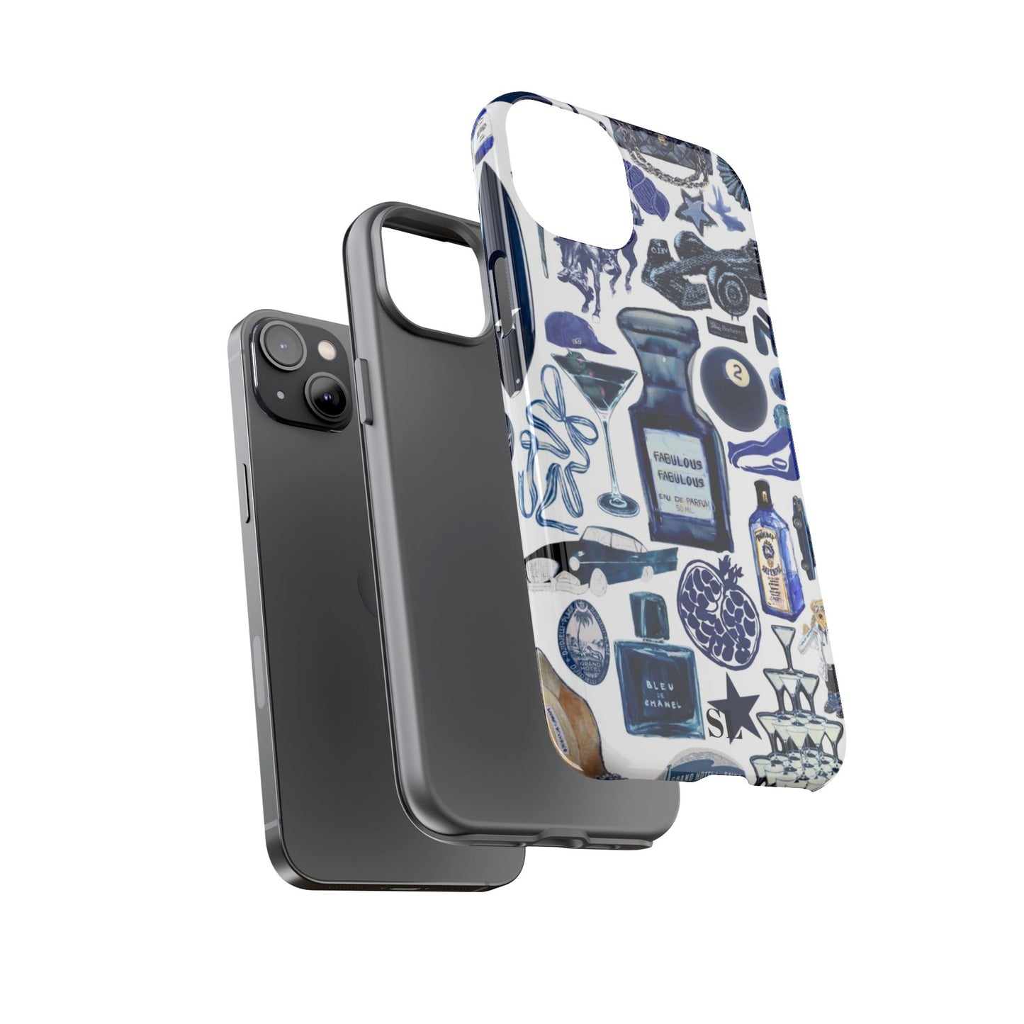 Navy Blue Collage iPhone Case