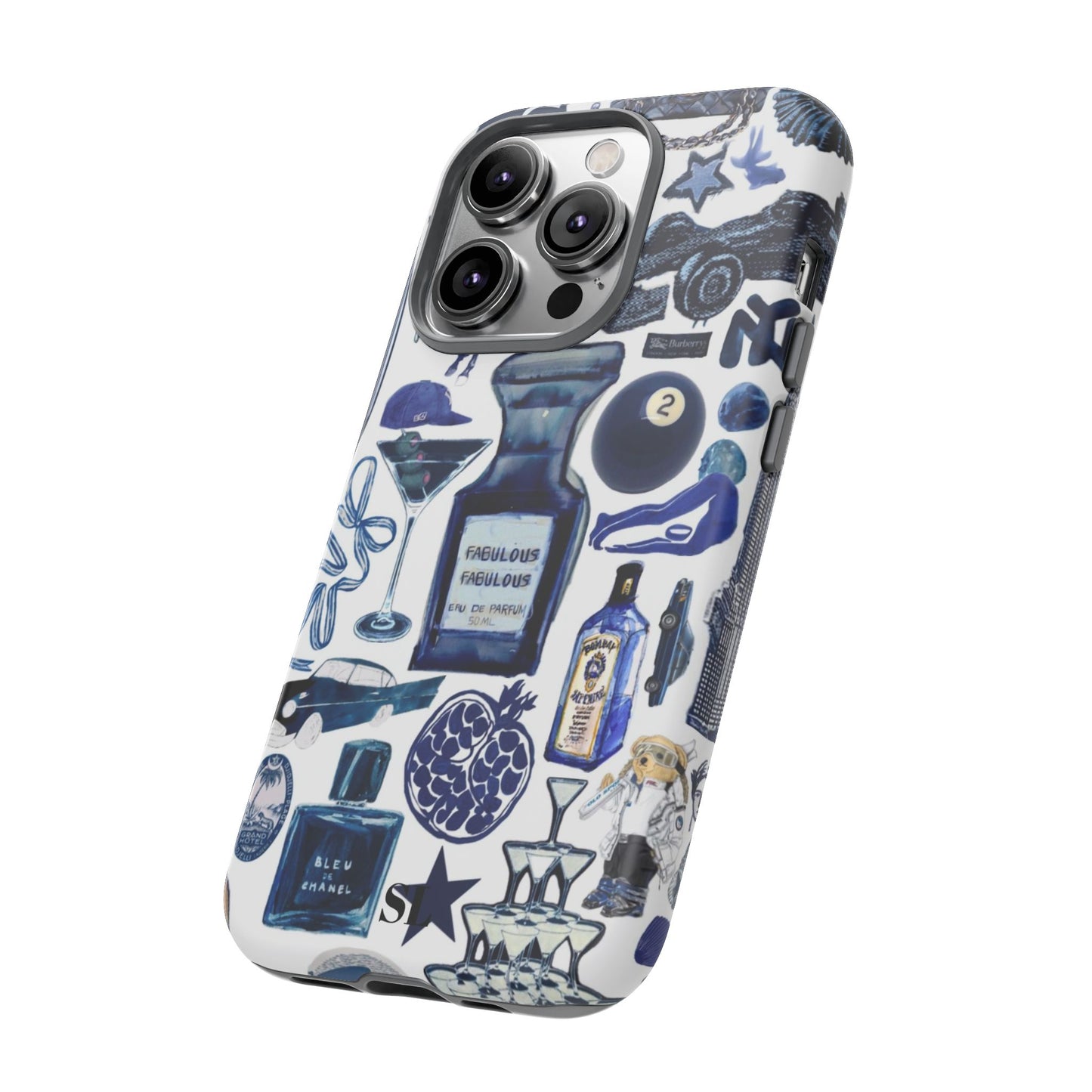 Navy Blue Collage iPhone Case