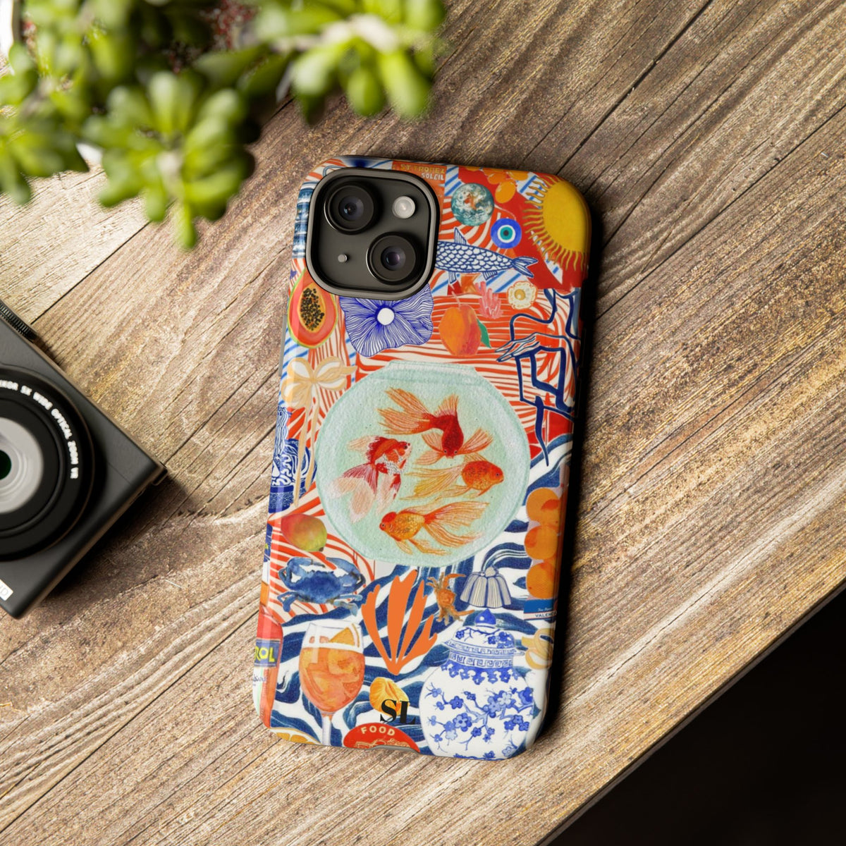 Navy Goldfish Bowl iPhone Case