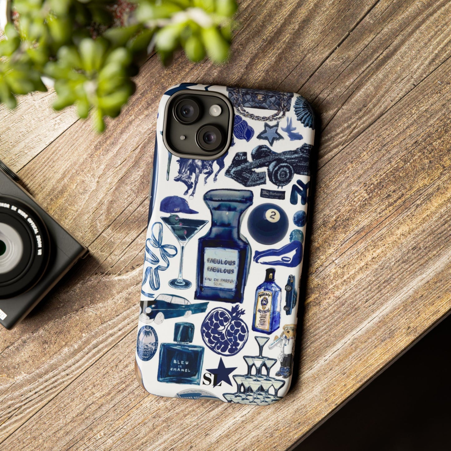 Navy Blue Collage iPhone Case