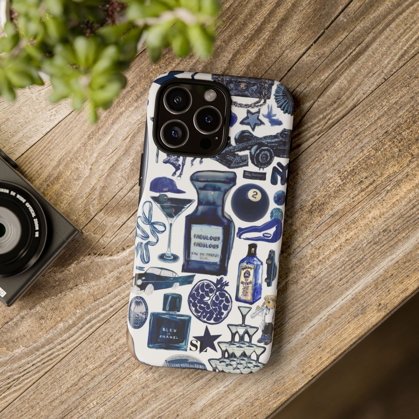 Navy Blue Collage iPhone Case
