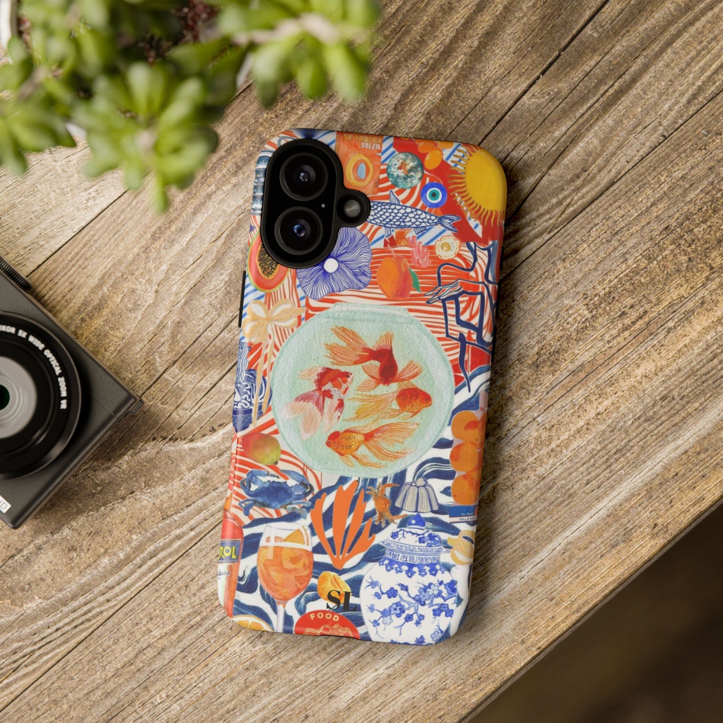 Navy Goldfish Bowl iPhone Case